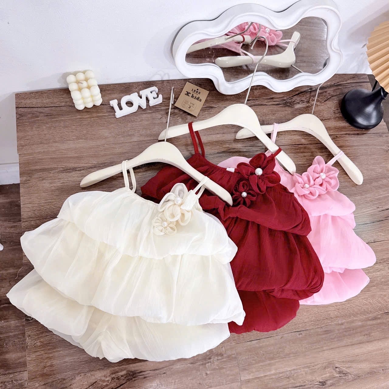 Sét bộ 2 dây đính hoa quần boom