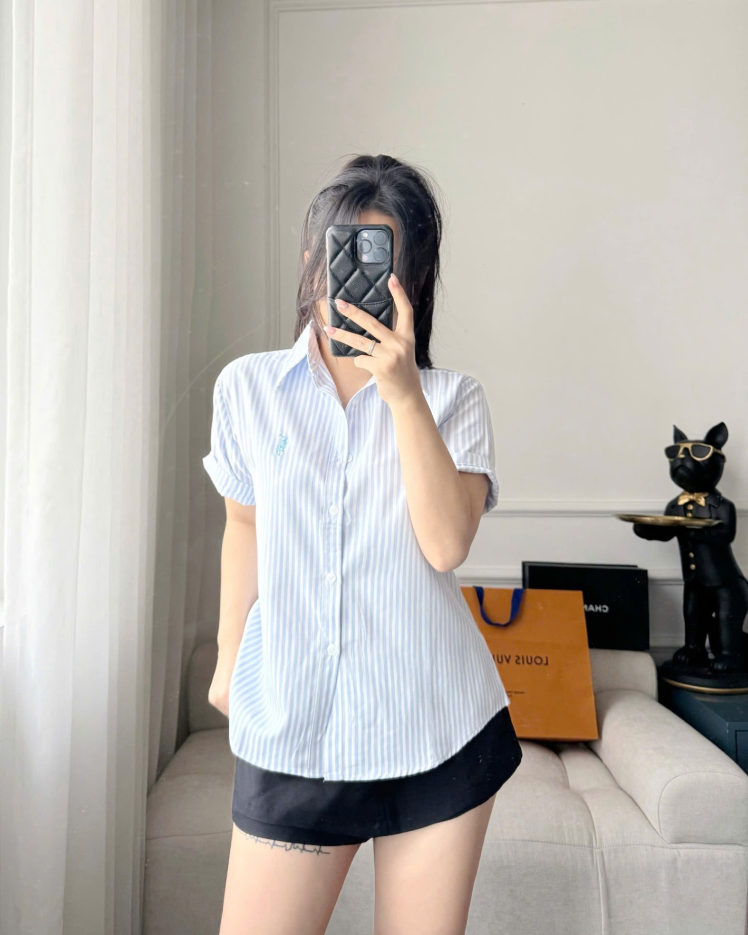 Seo: Áo sơ mi kẻ Em còn 1 xanh-1 hồng #95k/c