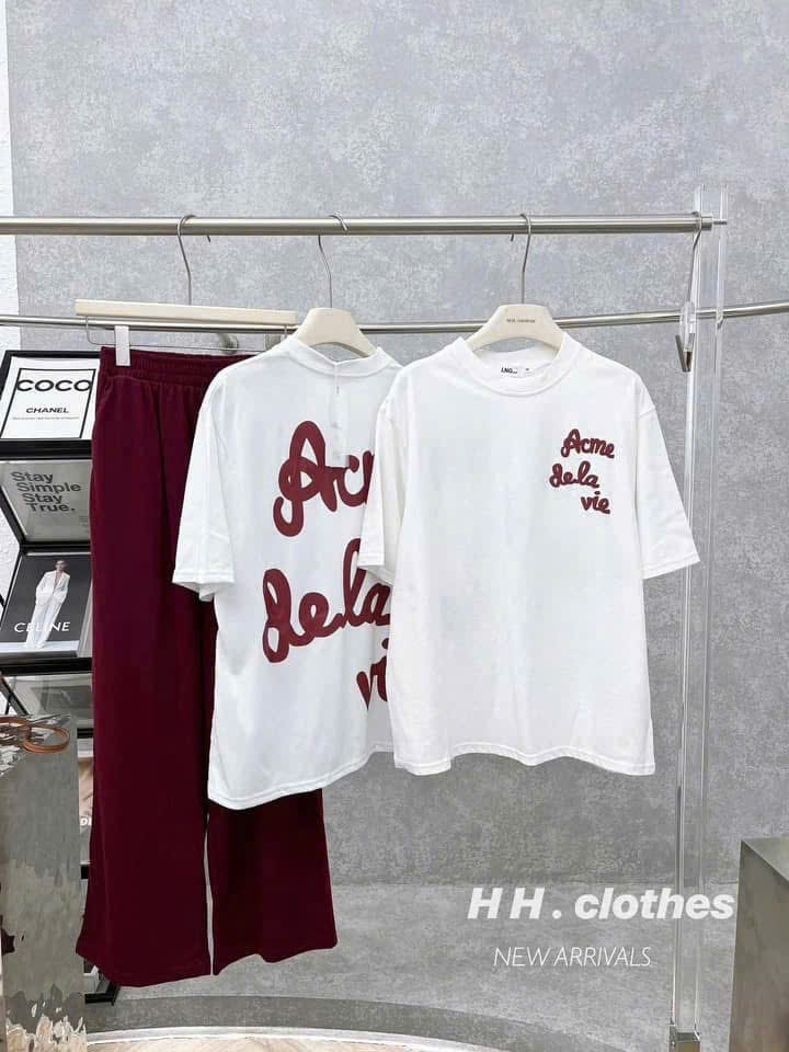Xưởng còn nhiều nhờ xả #110k/b Sét cotton hàng qc đẹp lứm , áo phông in ADLV 2 mặt mix quần suông đỏ Hott điên đảo lun ce ạ S m l
