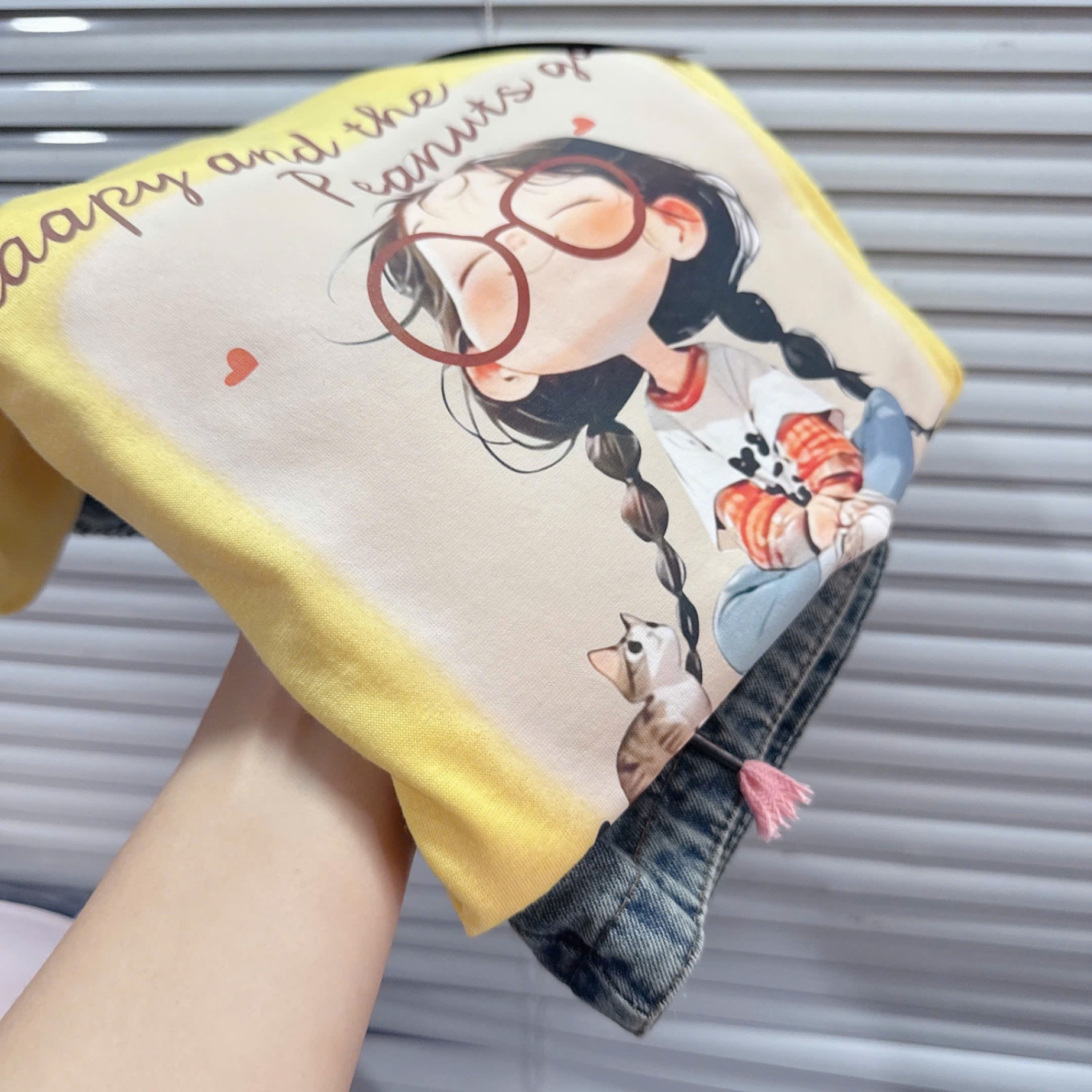 Set áo cotton in hình quần jean cạp chun