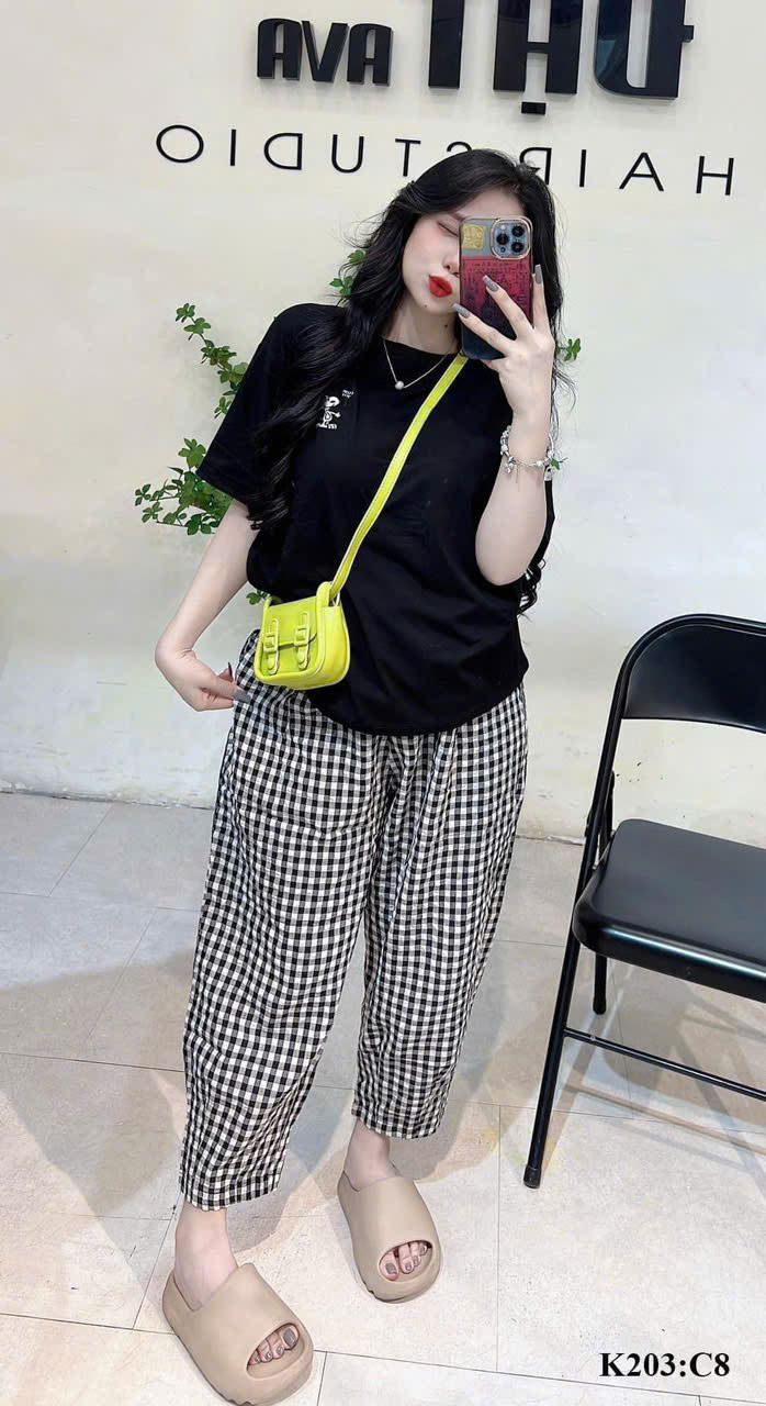 Seo: Bộ áo cotton quần đũi kẻ #75k/bộ Trắng 6s 3m 5L Hồng 9s 8L Đen 12S 3M Tím 5s