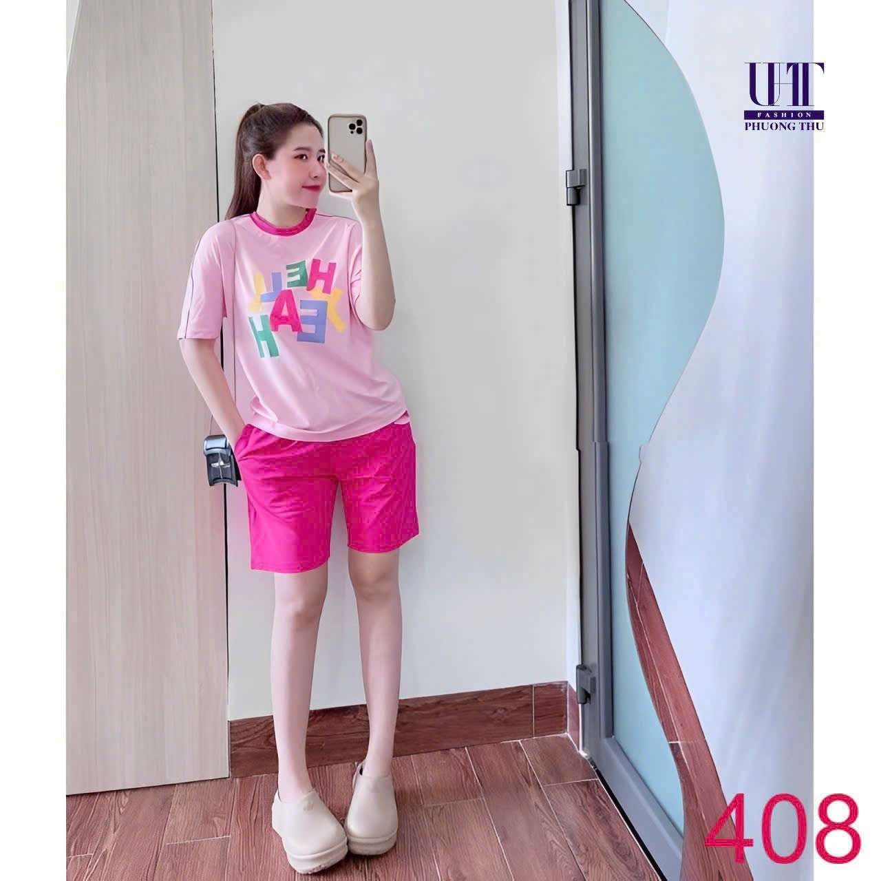 Xả: Bộ cotton hồng #99k Quần vải cotton dư xịn đẹp bộ này đẹp lắm mng ạ siêu rẻ