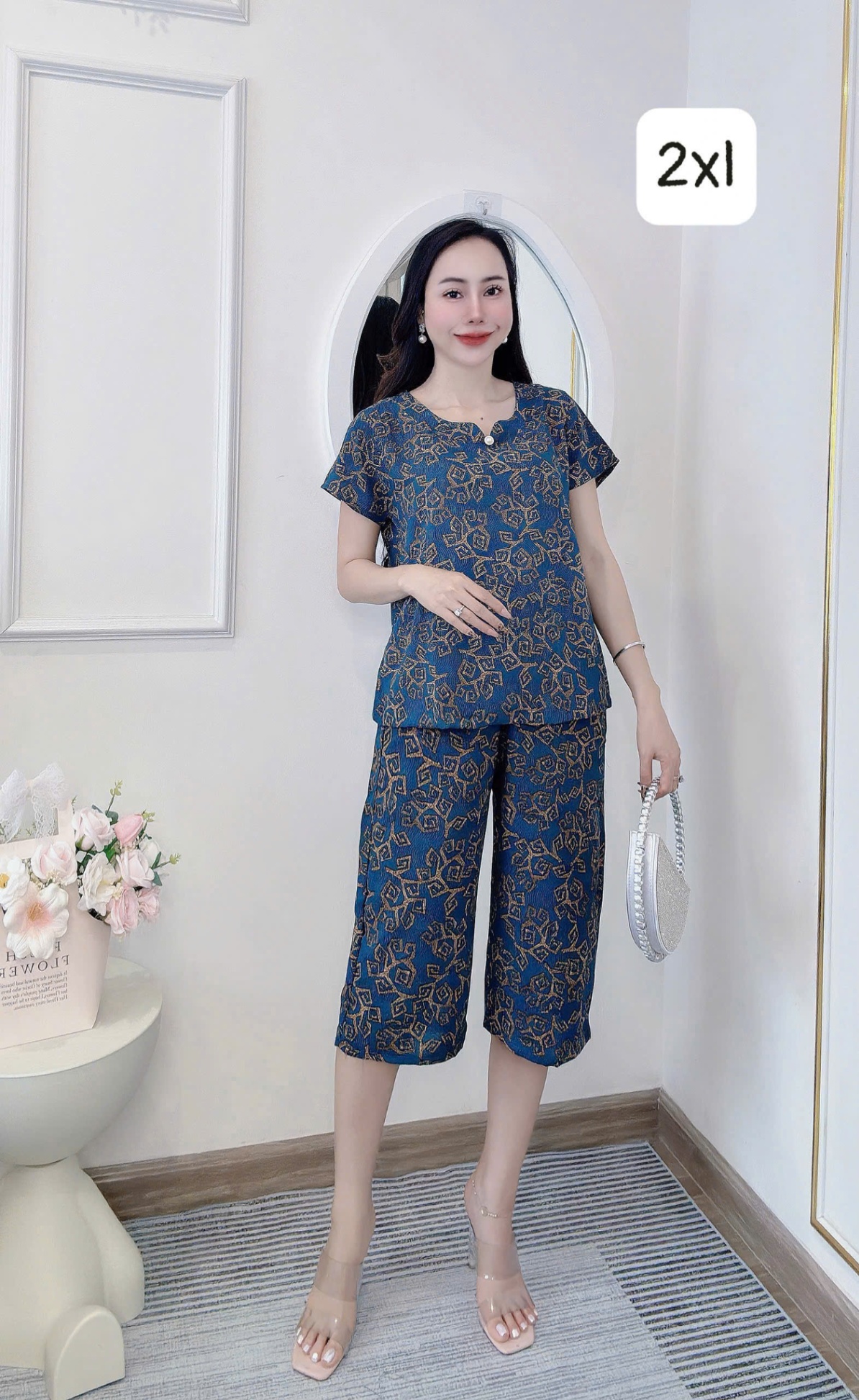 Còn 10 bộ lanh như ảnh xả #90k Bộ Lanh lụa hàn châu quần ngố