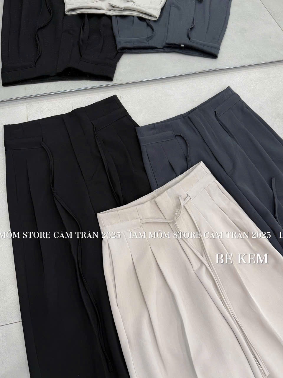 Quần vải suông Em còn Đen :1s-1L-2xl Ghi:2M-1L-1xl Be :3 M-1L Sale #85k/c