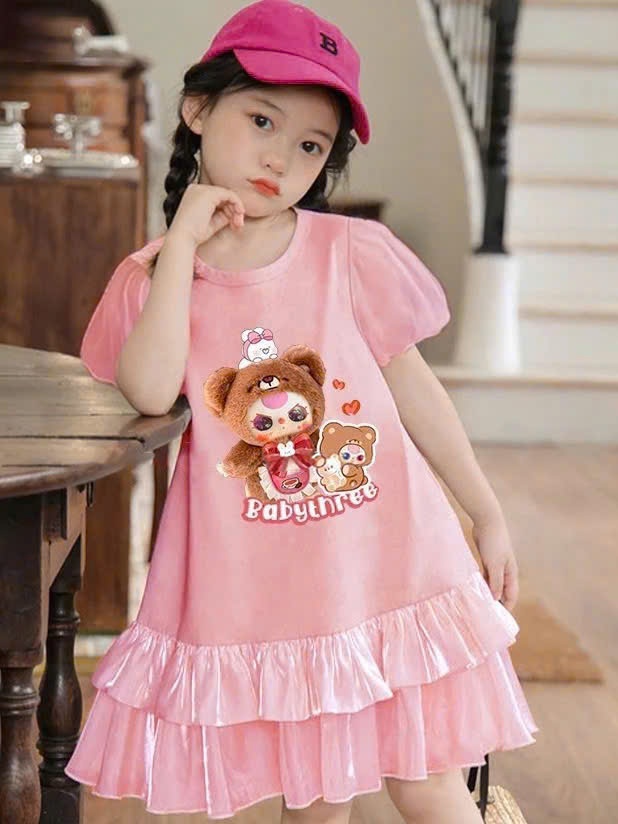 Xả VNXK: Váy bé bèo 2 tầng in hình #65k Còn size 160 170 S160 35-40kg S170 40-45kg