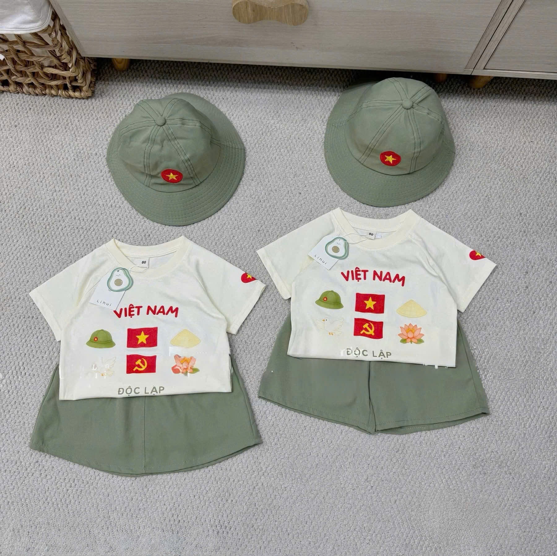 Set 3 món áo quần mũ QUỐC KHÁNH