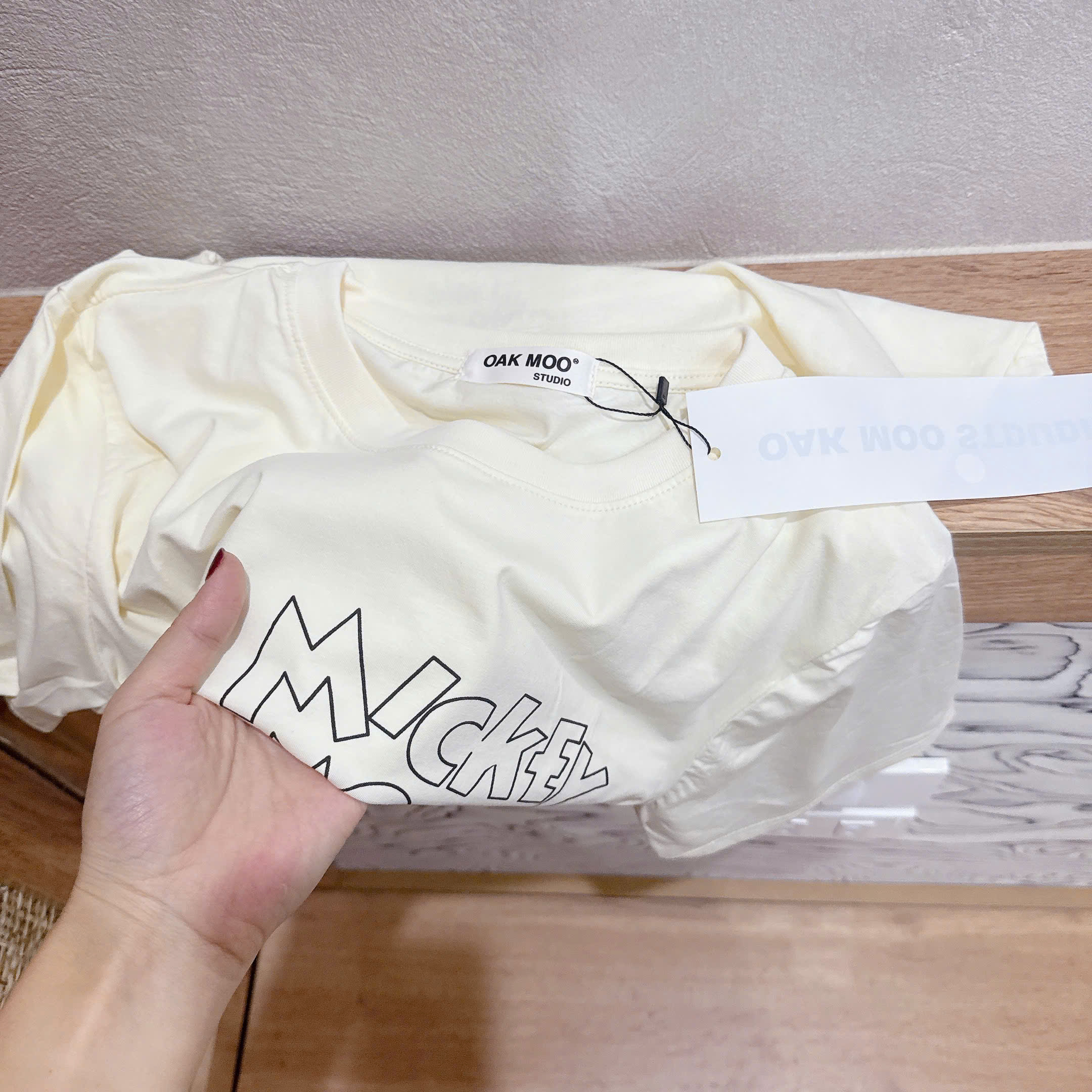 Áo cotton kem Mickey nữ AN1