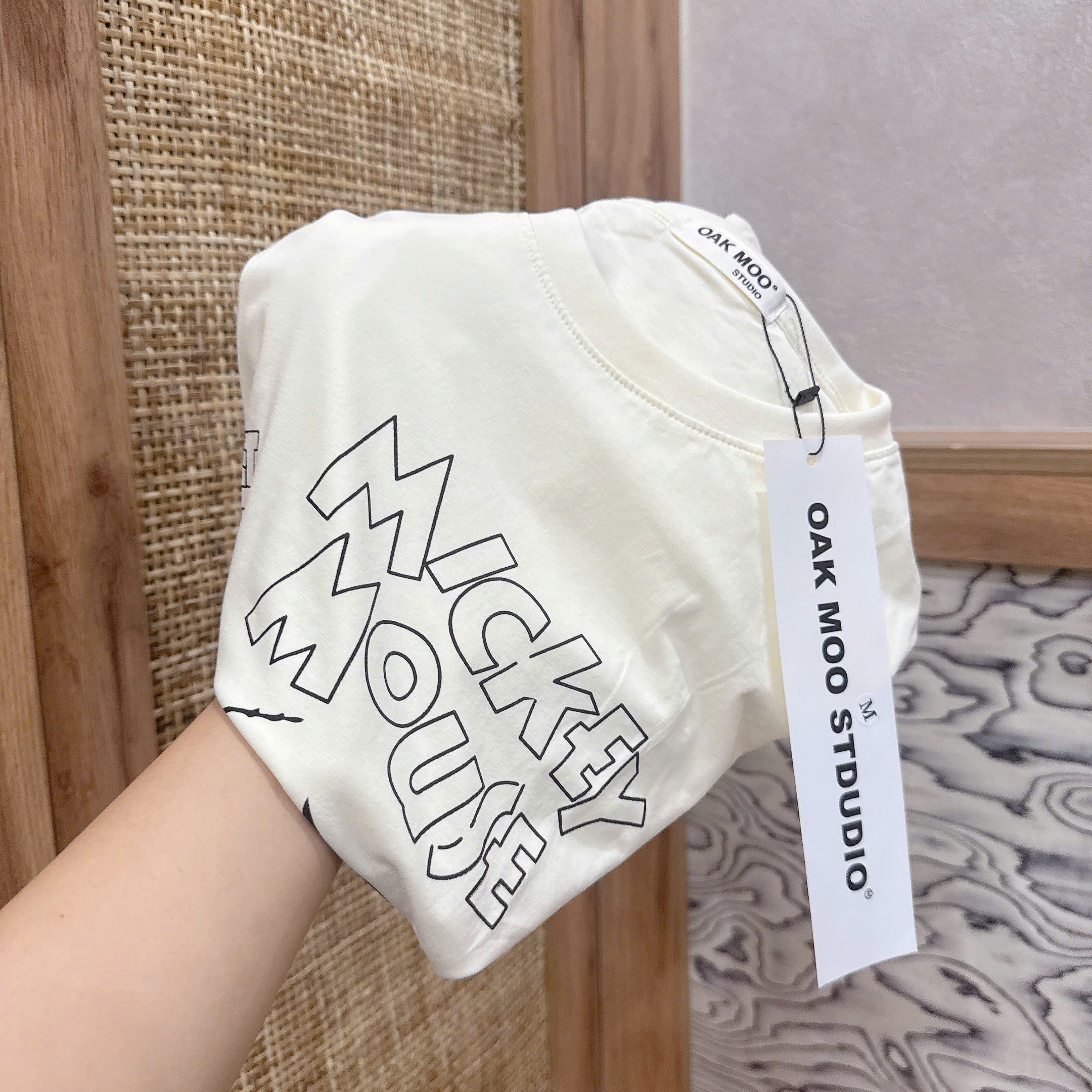 Áo cotton kem Mickey nữ AN1
