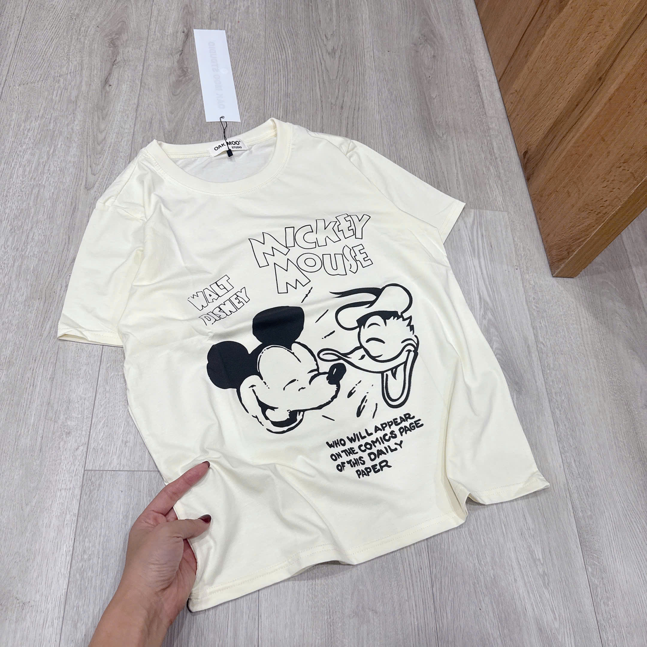 Áo cotton kem Mickey nữ AN1