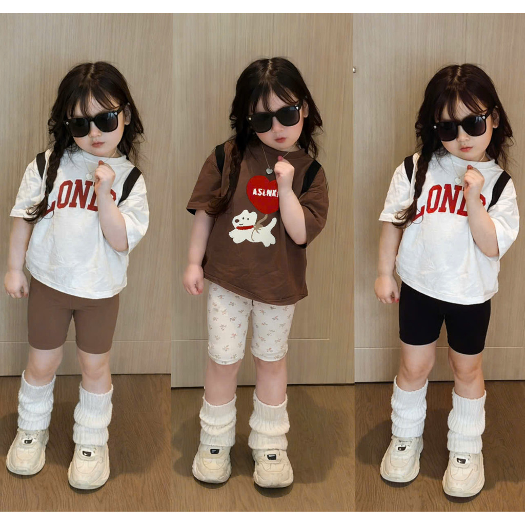 ASK Sét 3 quần legging đùi bé gái VNXK