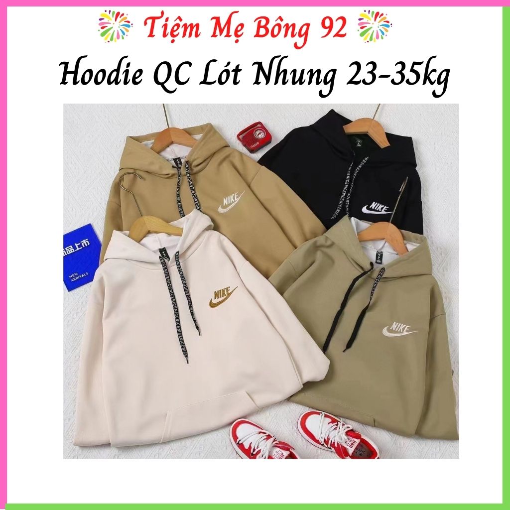 Áo Hoodie 23-35kg có mũ QCCC lót nhung bé trai,gái TG8