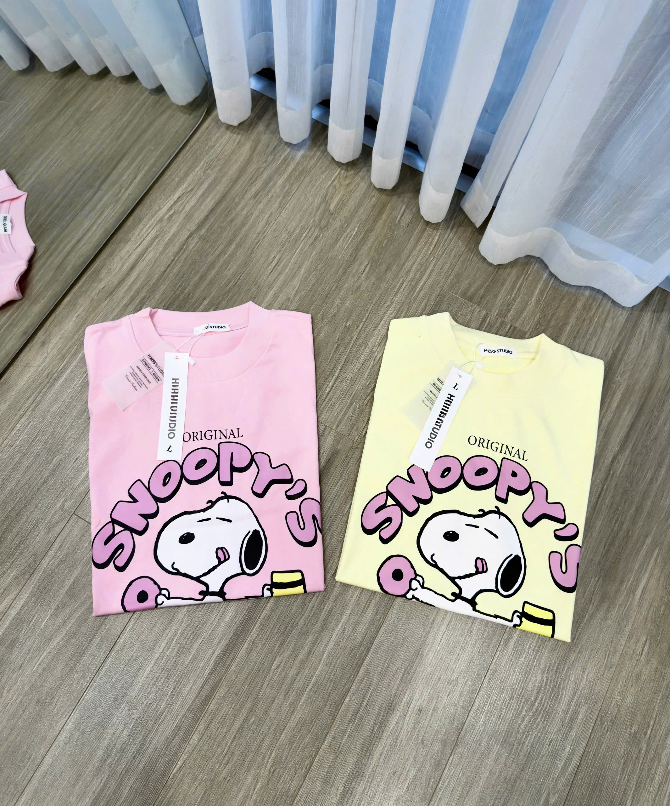 Áo phông nữ in hình SNOOPY vàng, hồng nữ