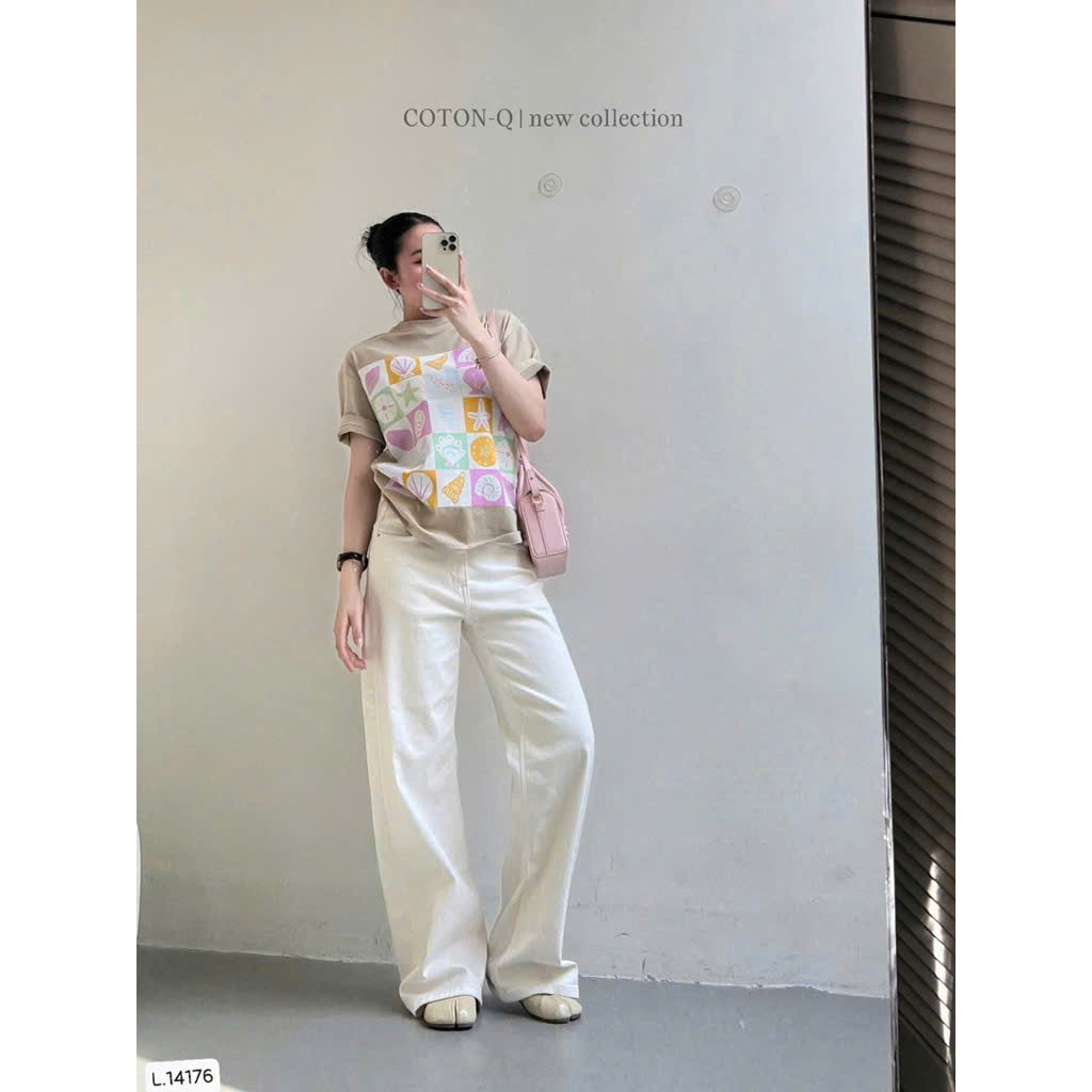 Áo phông nữ nâu be in sao biển AN1