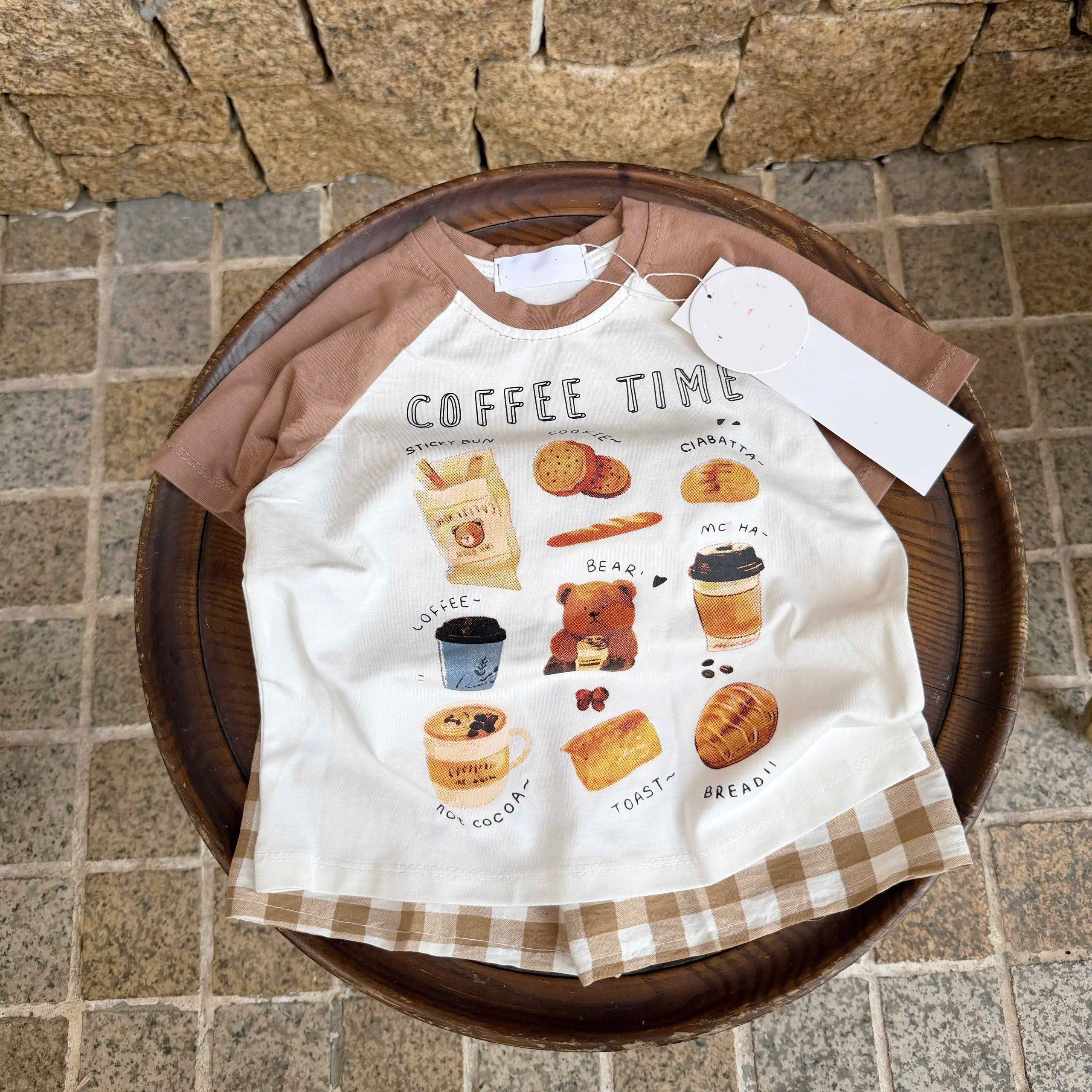 Ask Bộ cotton họa tiết quần kẻ caro VNXK