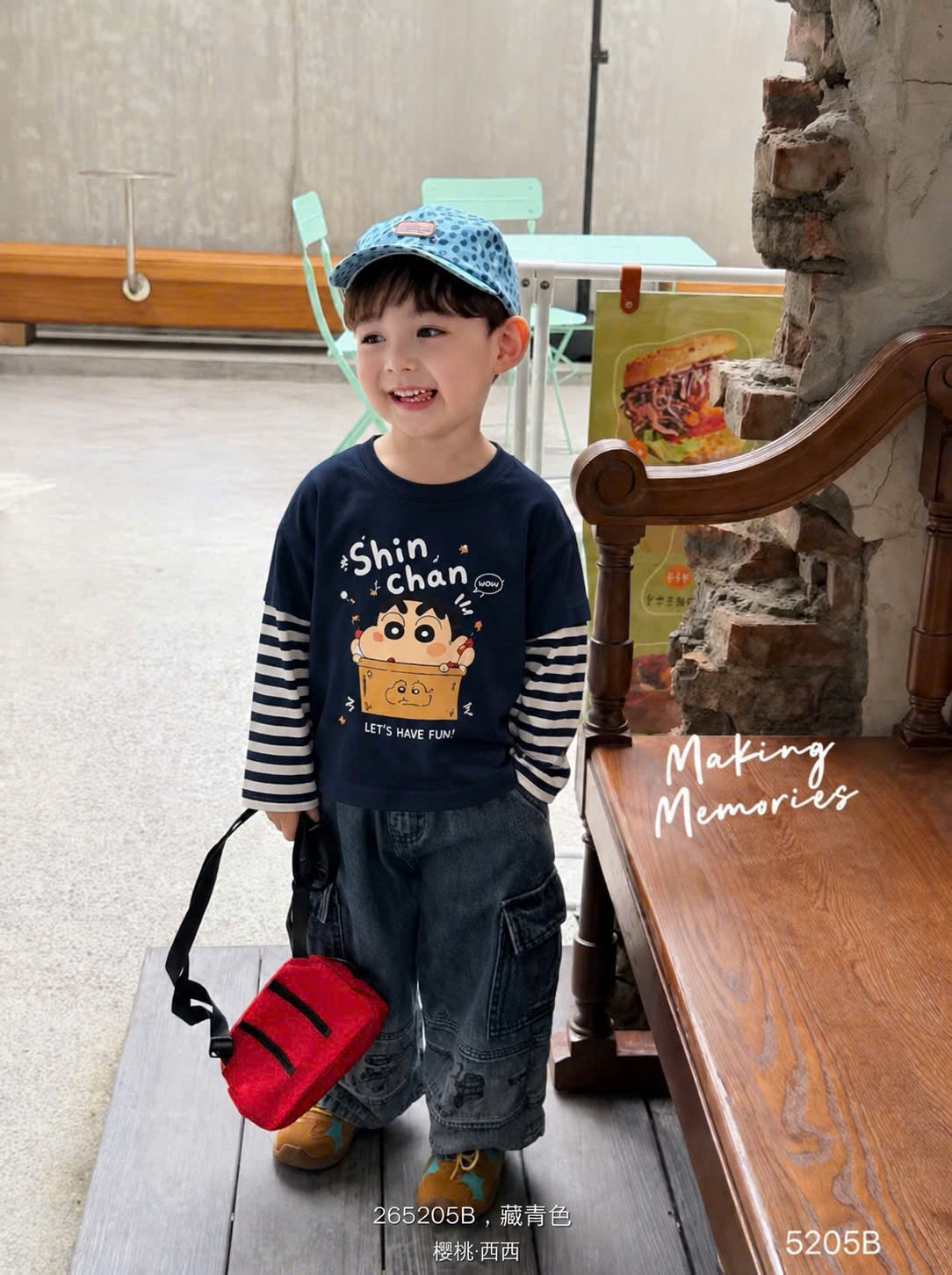 Ask Sét 2 áo cotton dài tay phối kẻ bé trai