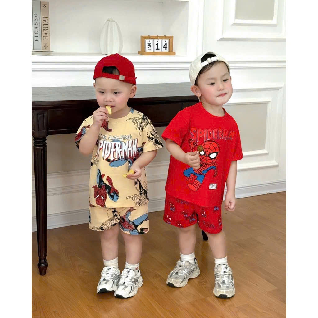 Ask Sét 2 bộ cotton siêu nhân nhện đỏ be bé trai