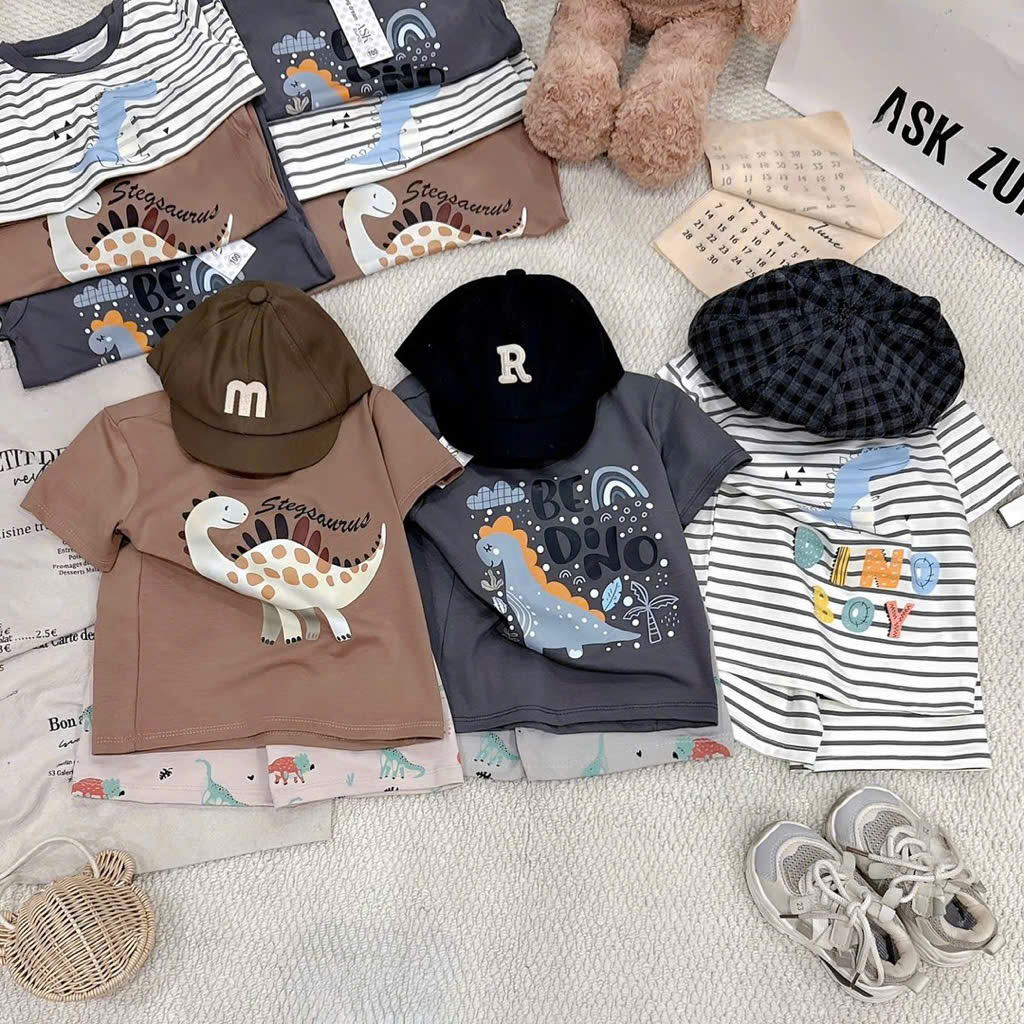 Ask Sét 3 bộ cotton Dino bé trai VNXK