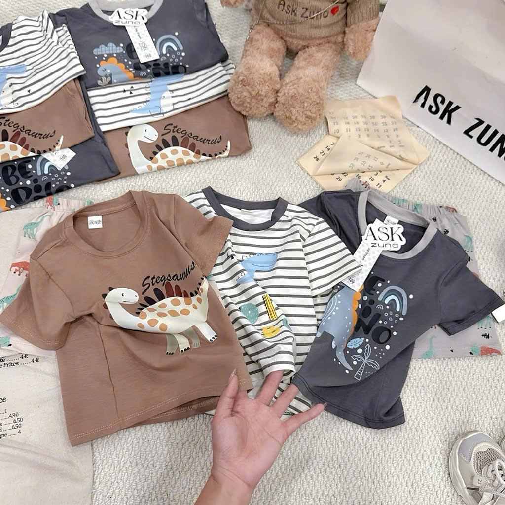 Ask Sét 3 bộ cotton Dino bé trai VNXK