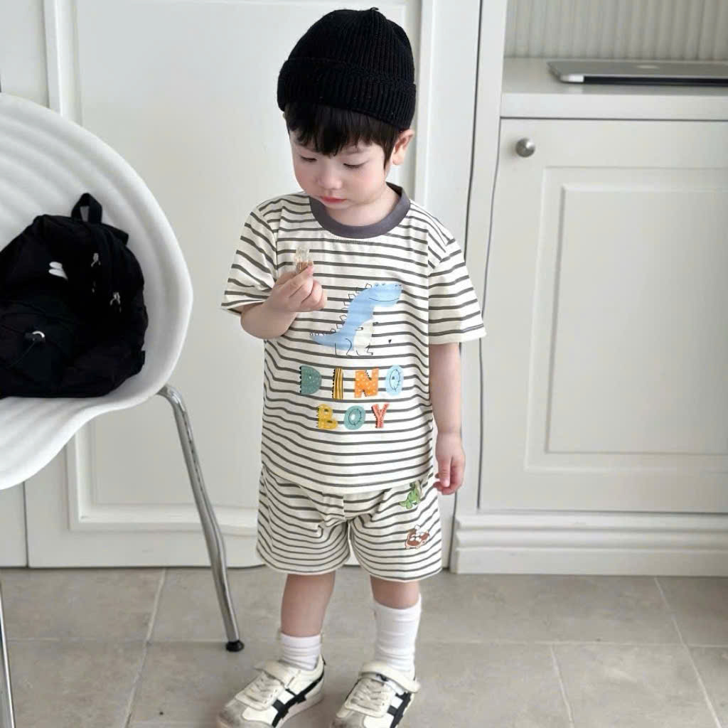 Ask Sét 3 bộ cotton Dino bé trai VNXK
