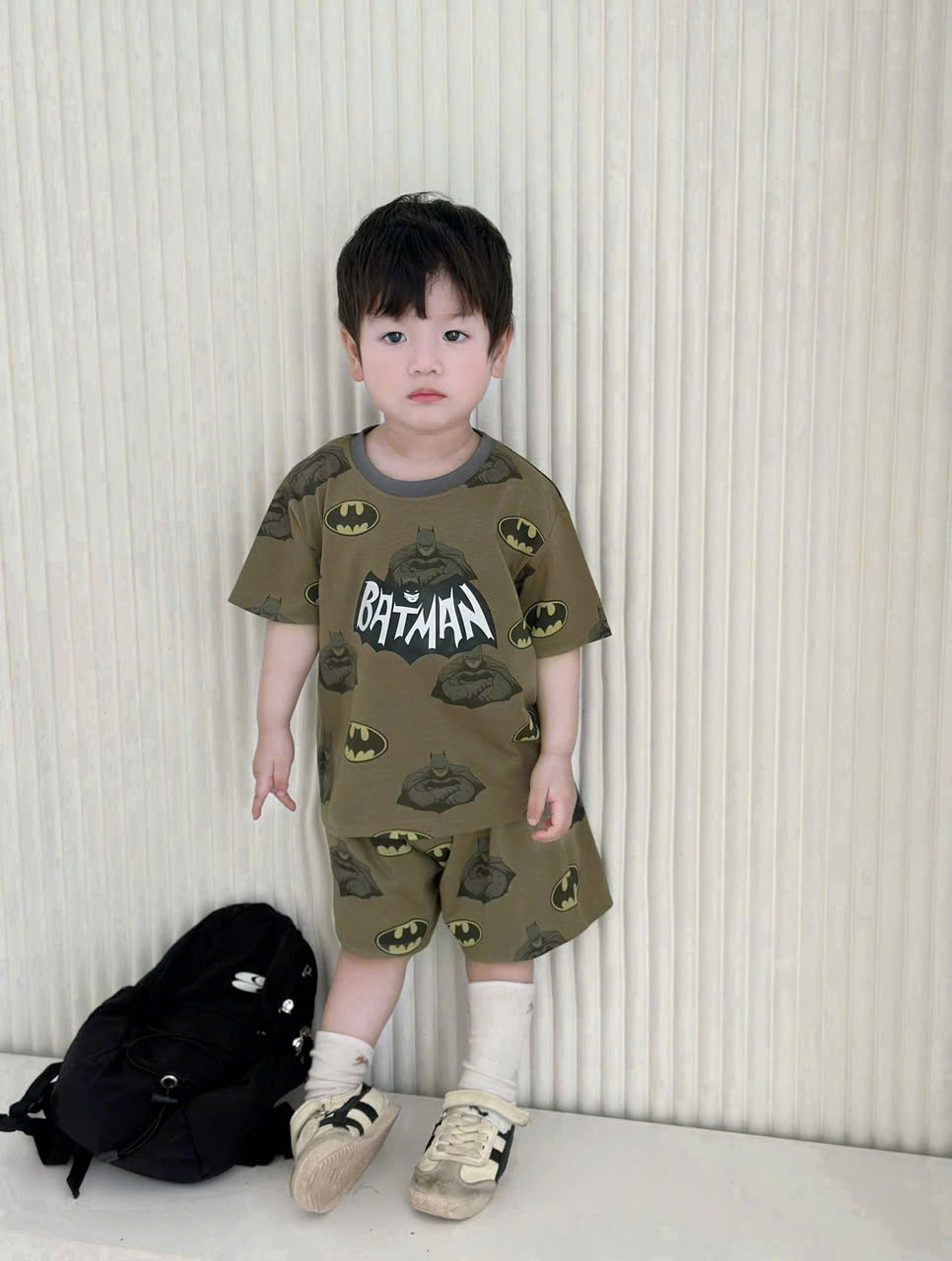Bộ Batman tone màu rêu đậm bé trai VNXK HT4