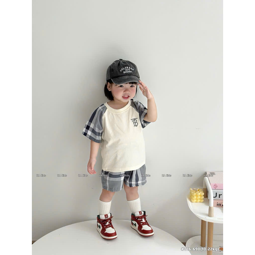 Bộ Cộc Tay Bơ Chất Cotton Mềm mát Mặc Nhà, Đi Học, Đi Chơi (6-16kg)