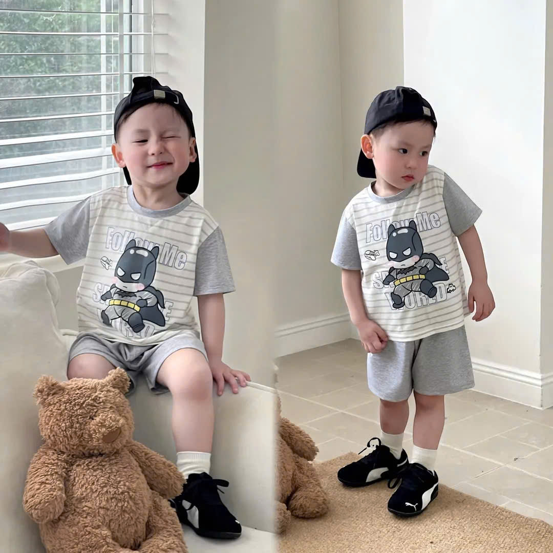 Bộ Cộc Tay Bơ Mùa Hè Chất Cotton Mềm mát Mặc Nhà, Đi Học, Đi Chơi (6-16kg)