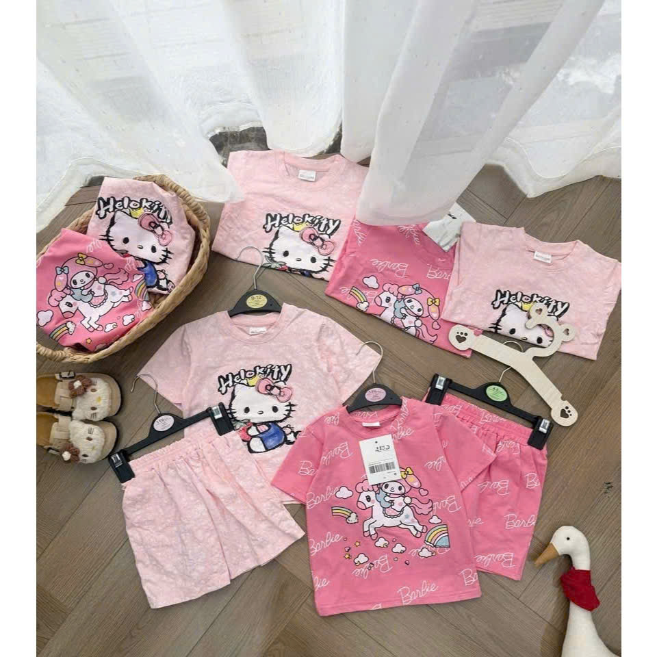 Bộ cotton Hello Kitty, Pone Melody mùa hè bé gái
