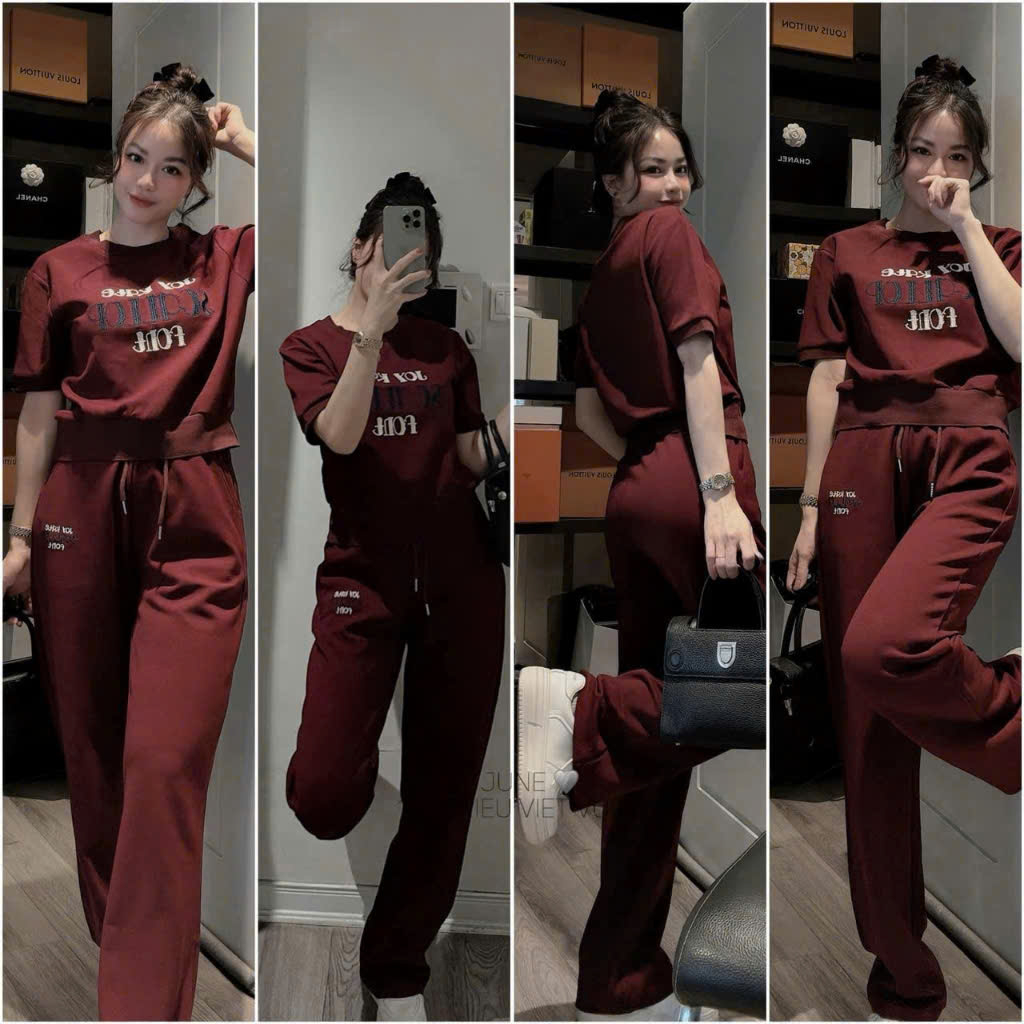 Bộ cotton thêu chữ JOY size M 47-55kg