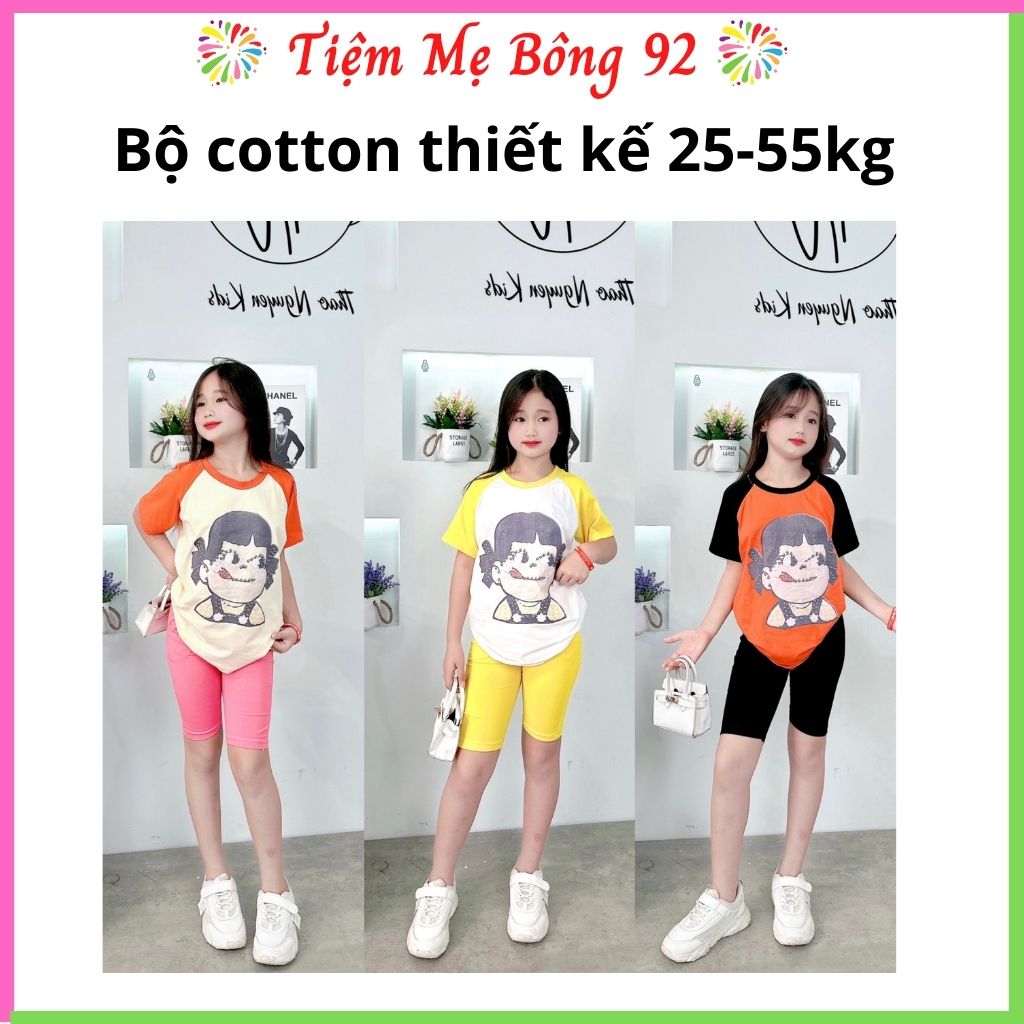 Bộ cotton thiết kế 25-55kg mùa hè bé gái chất cotton sịn HG6