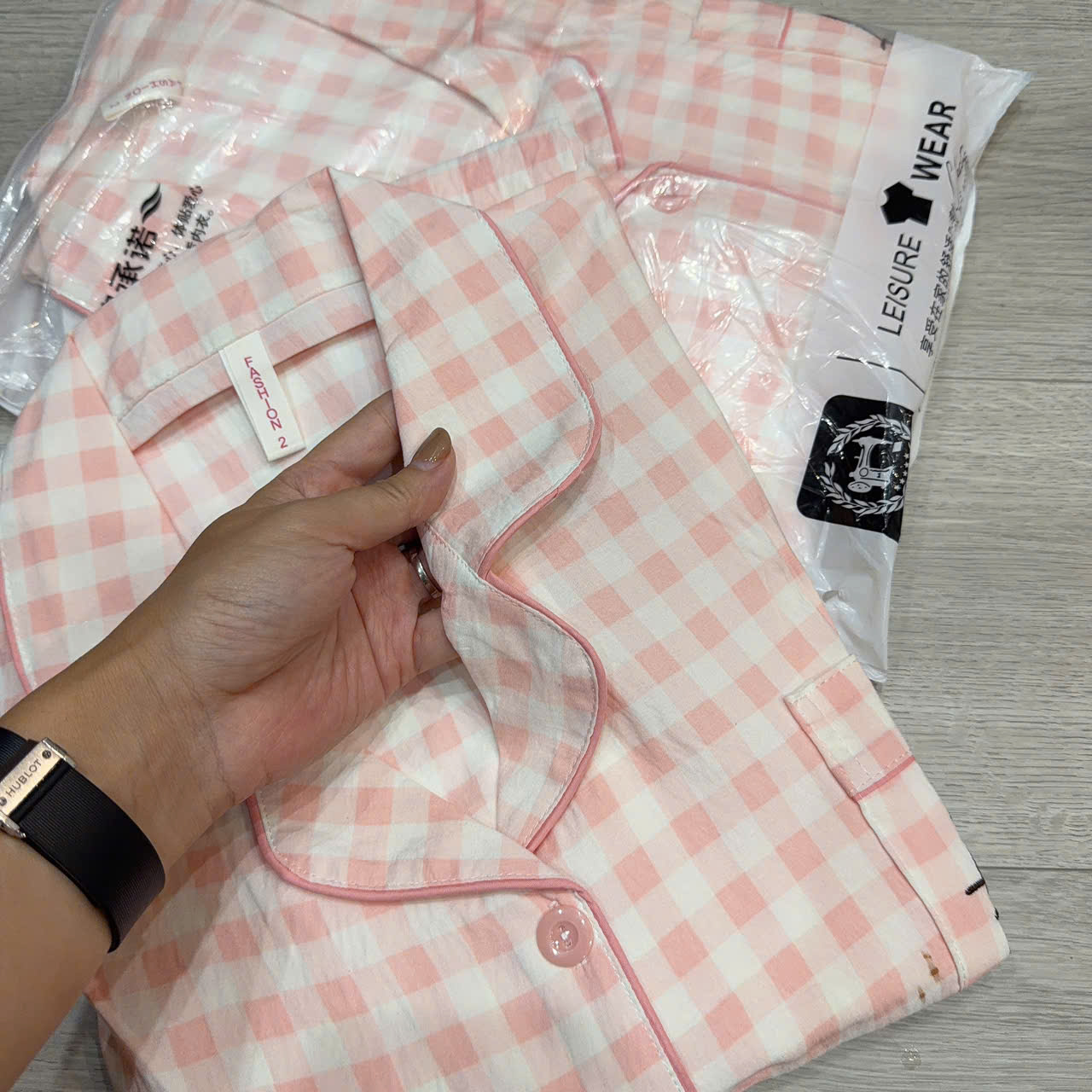 Bộ pizama kẻ caro hồng nữ 40-72kg
