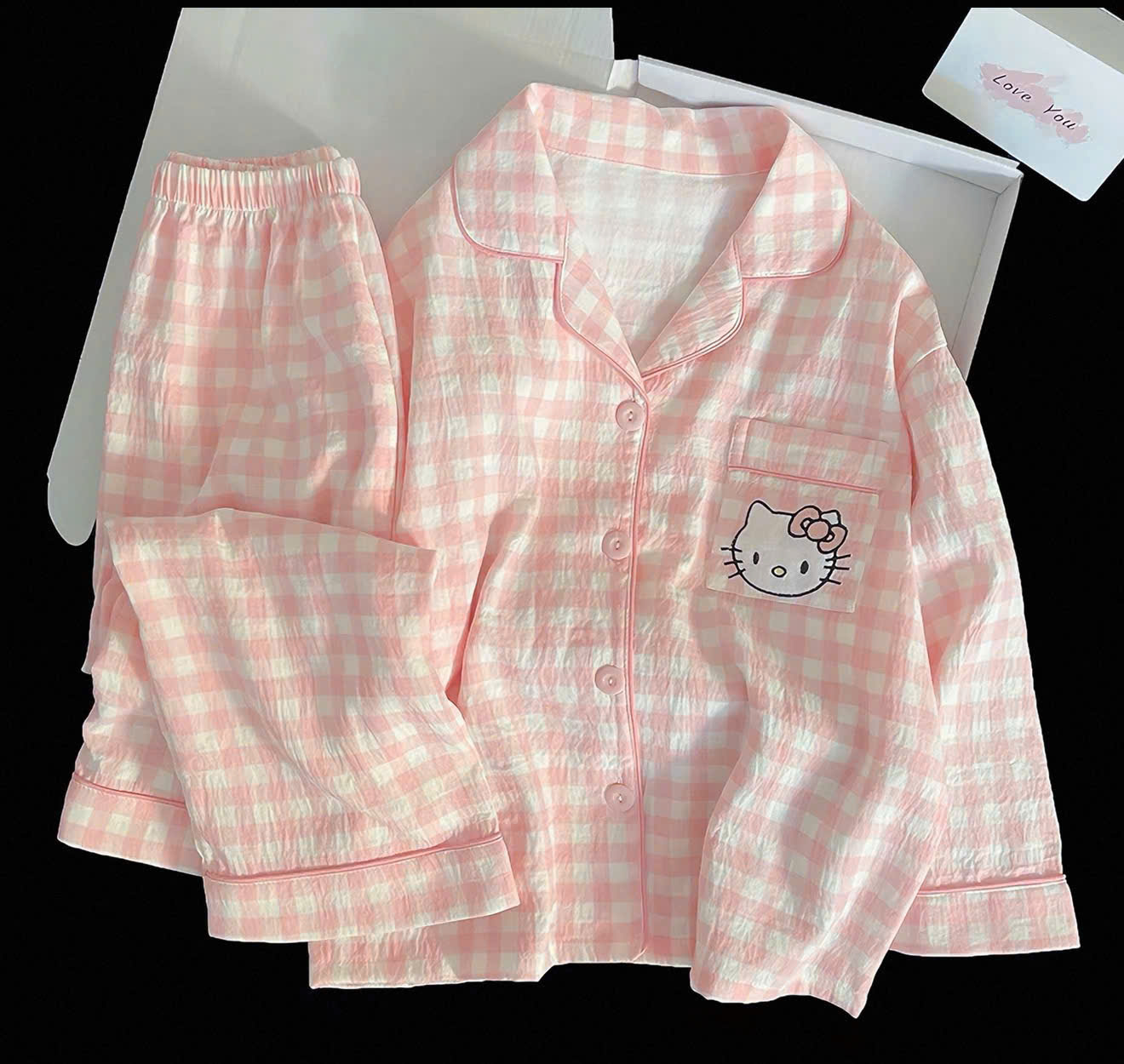 Bộ pizama kẻ caro hồng nữ 40-72kg