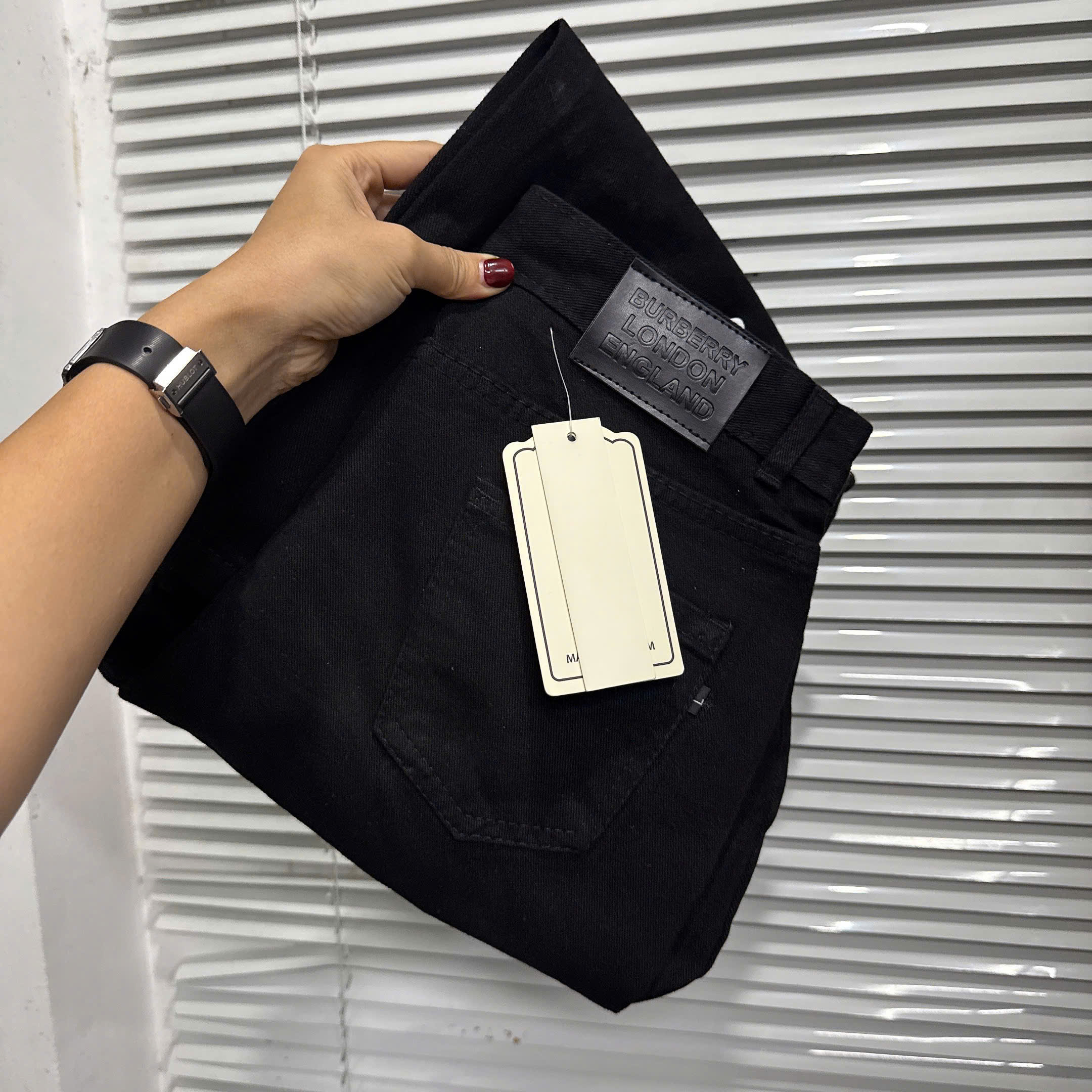 Xả M 47-55kg : Quần Jean đen suông mác da (ko thắt lưng) QJ7 #109k