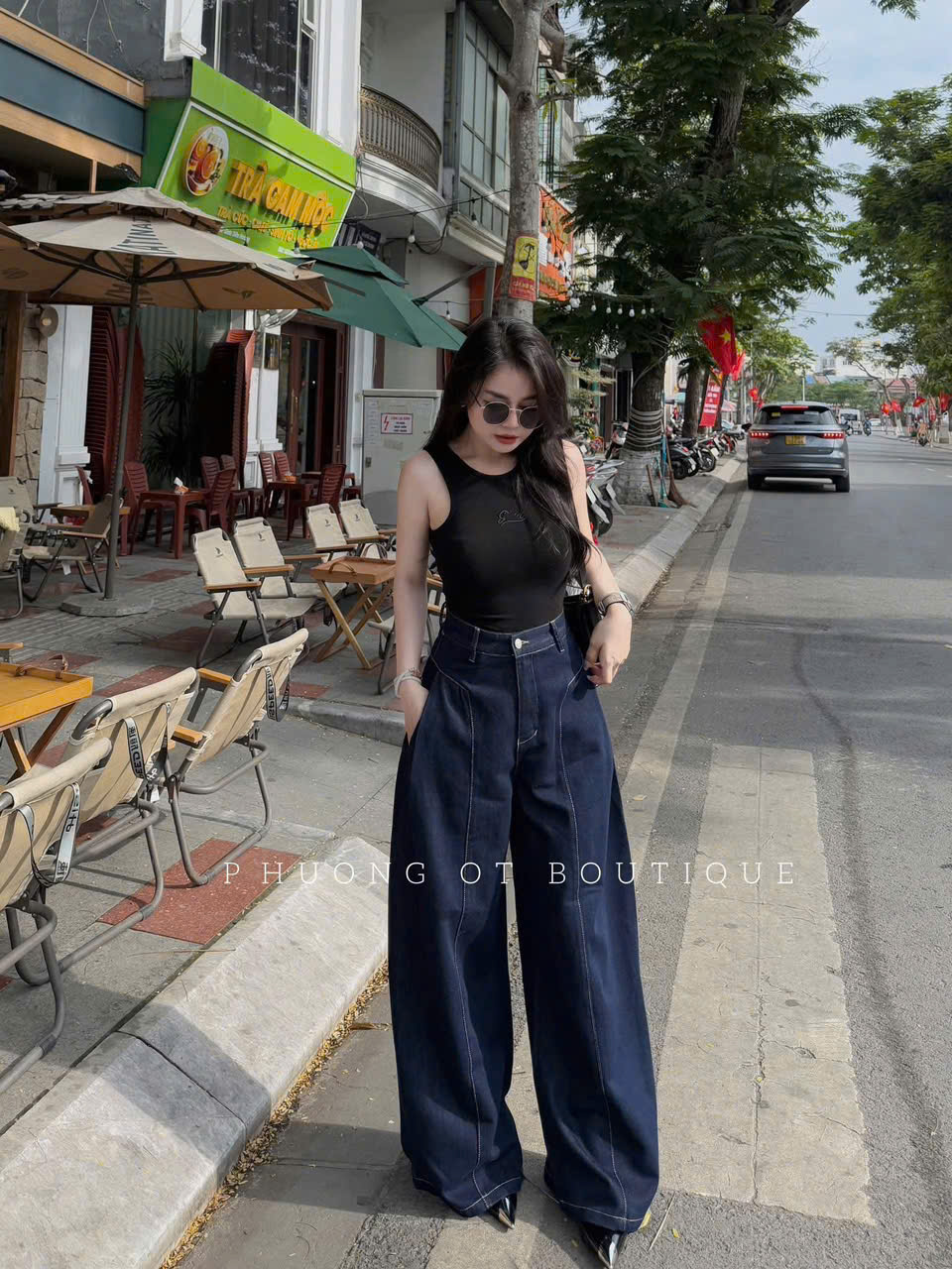 Xả L 55-62kg: Quần Jean mềm màu xanh tối ống suông to QJ9 #109k