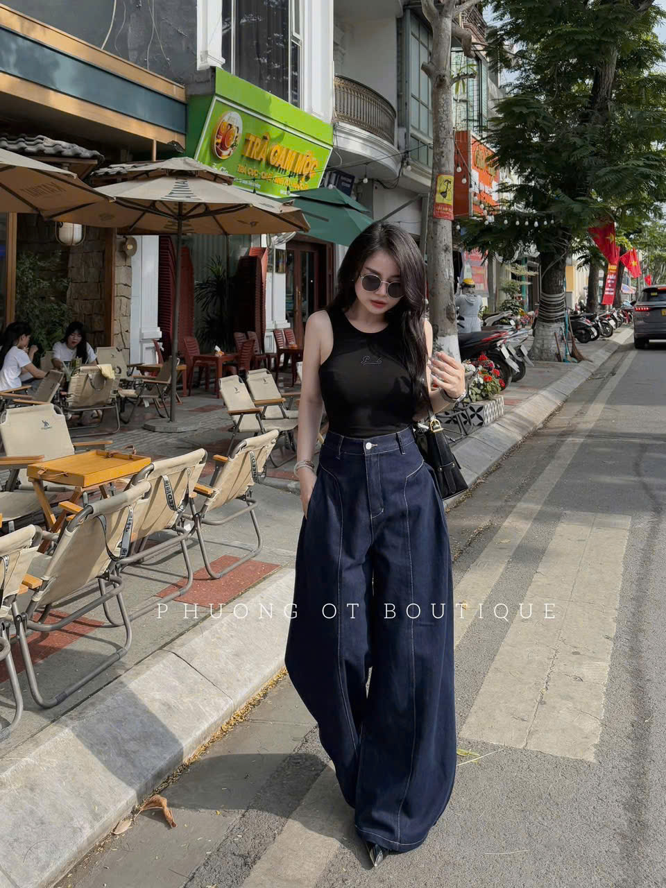 Xả L 55-62kg: Quần Jean mềm màu xanh tối ống suông to QJ9 #109k