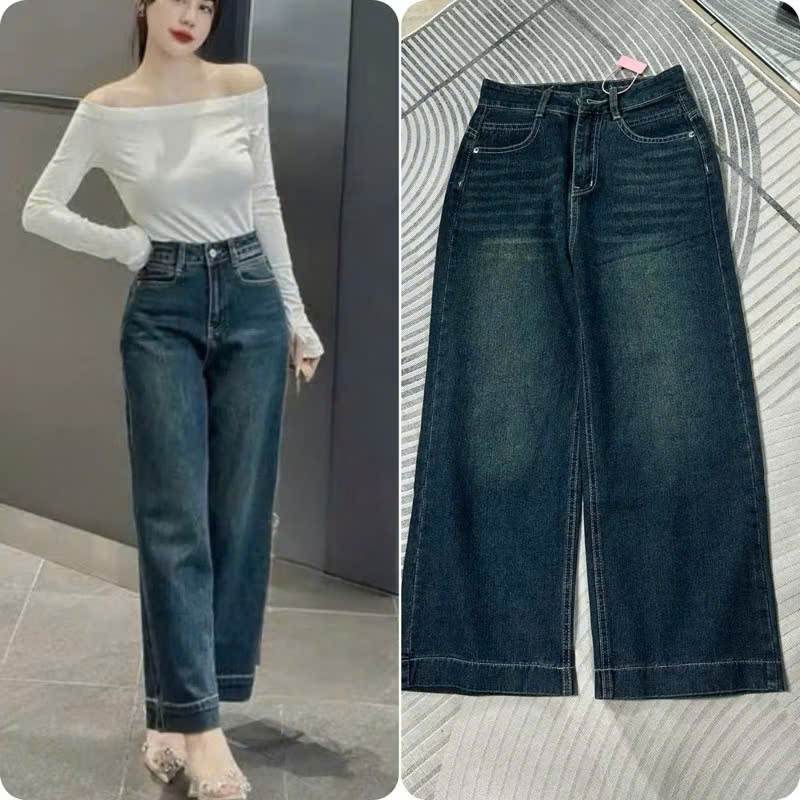 Xả M 47-55kg: Quần Jean sớ đẹp gấu to QJ13