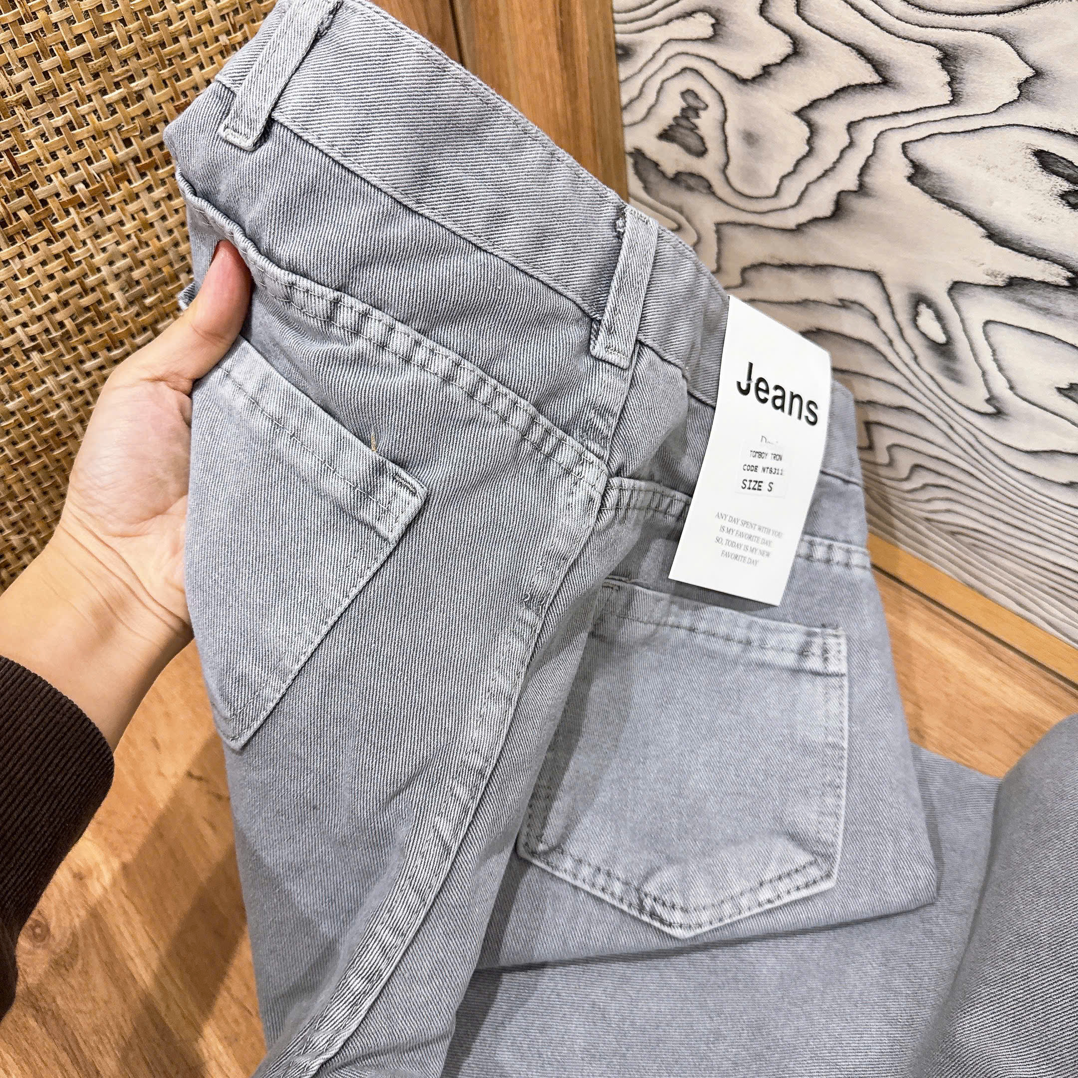 Quần jean baggy trơn nữ xám,nâu QJ51