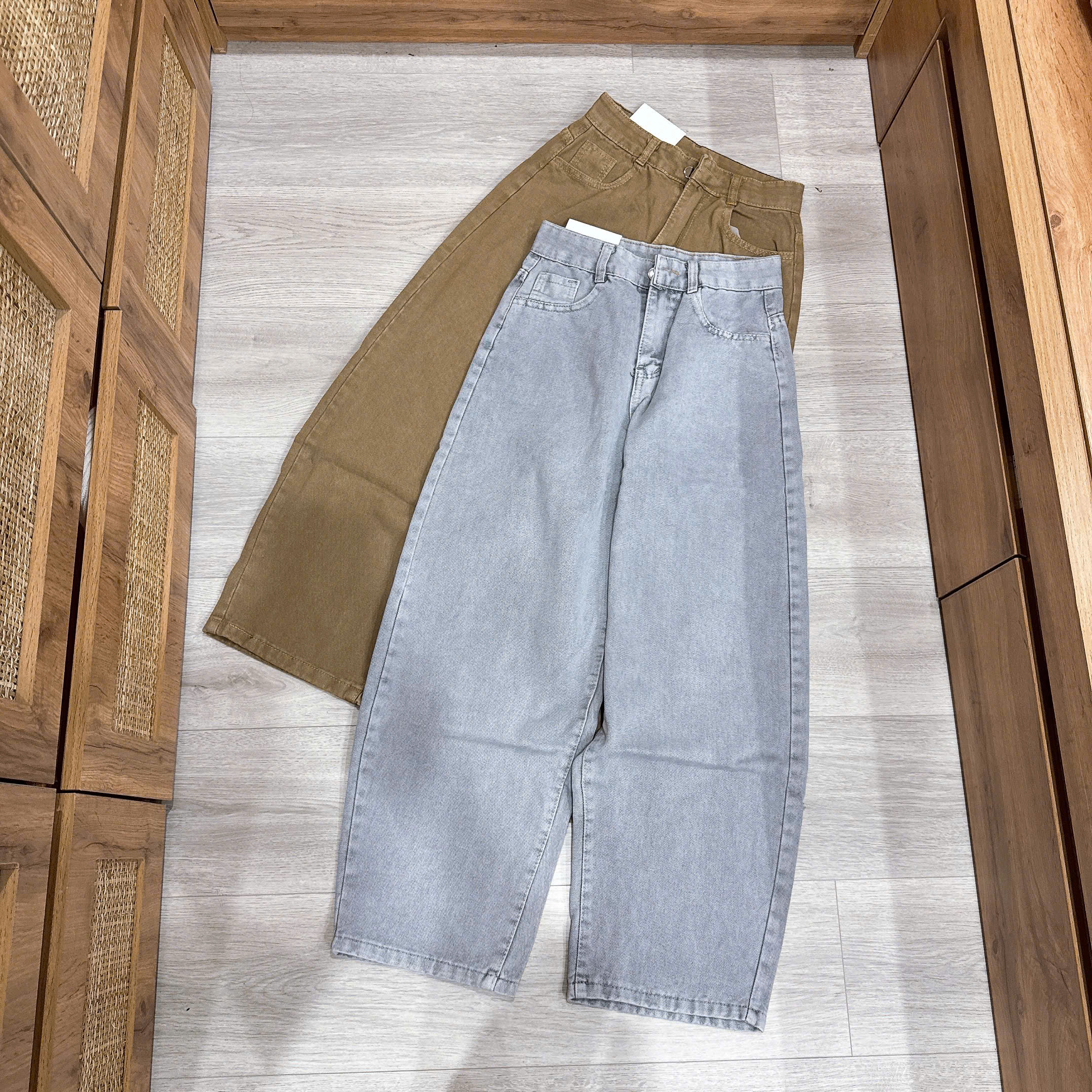 Quần jean baggy trơn nữ xám,nâu QJ51