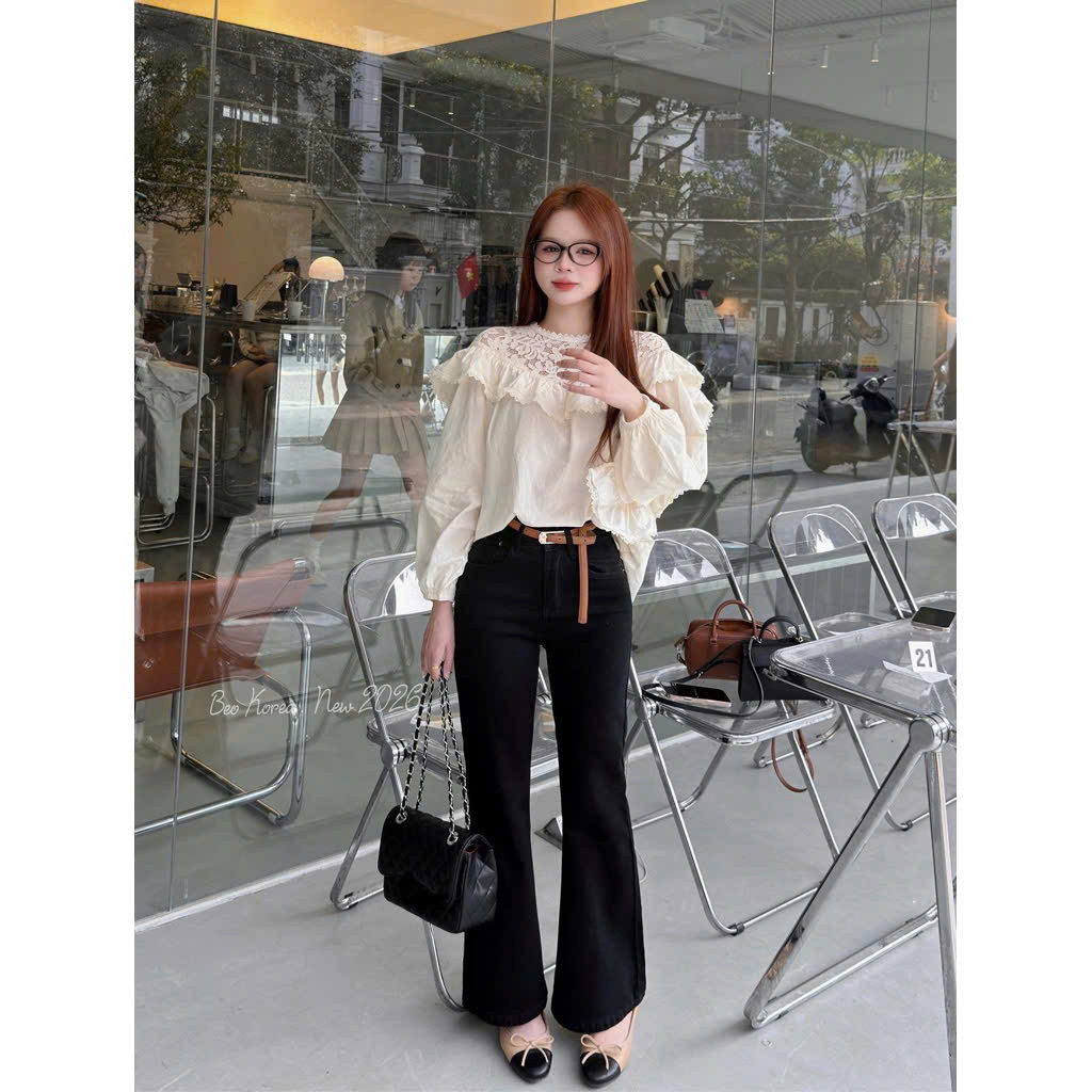 Quần jean đen ống loe S 40-47kg QJ47