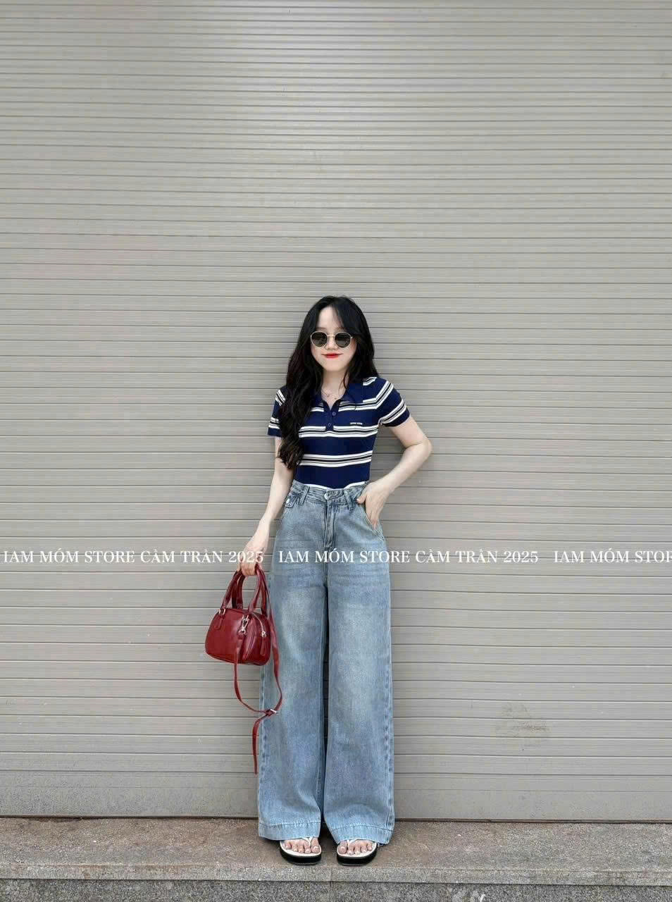 Quần jean ống sớ trơn xanh nữ QJ01