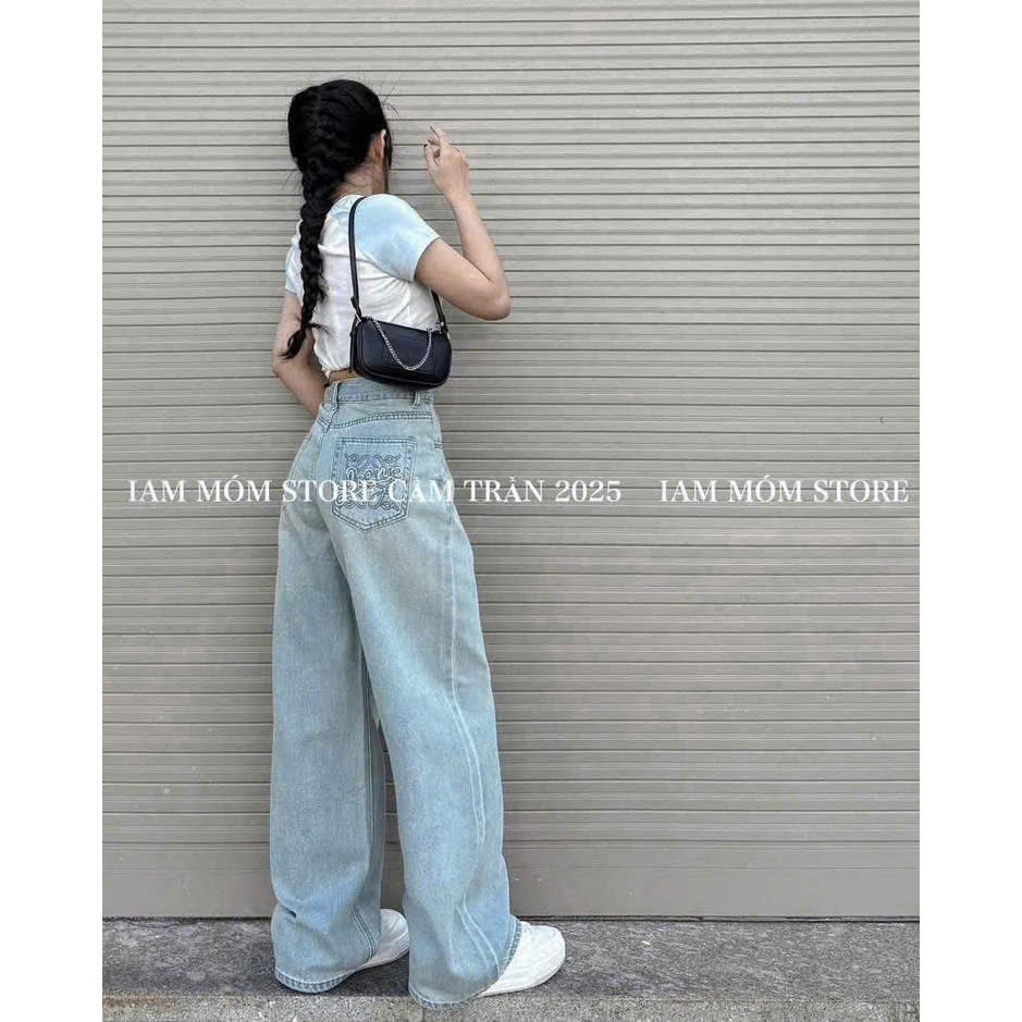 Xả S-48kg : Quần jean ống sớ thêu hoa nữ QJ05
