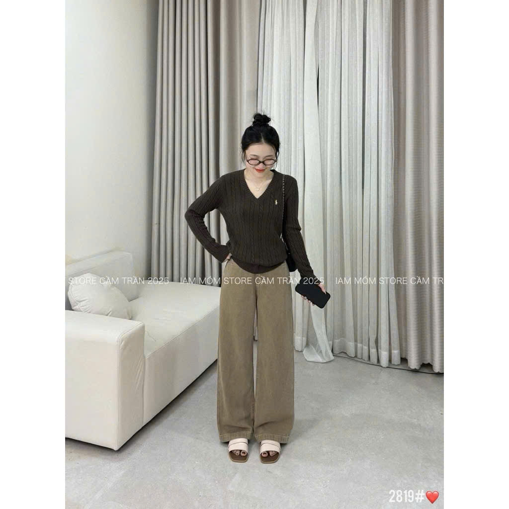 Quần jean suông nữ xanh,nâu hàng shop QJ39