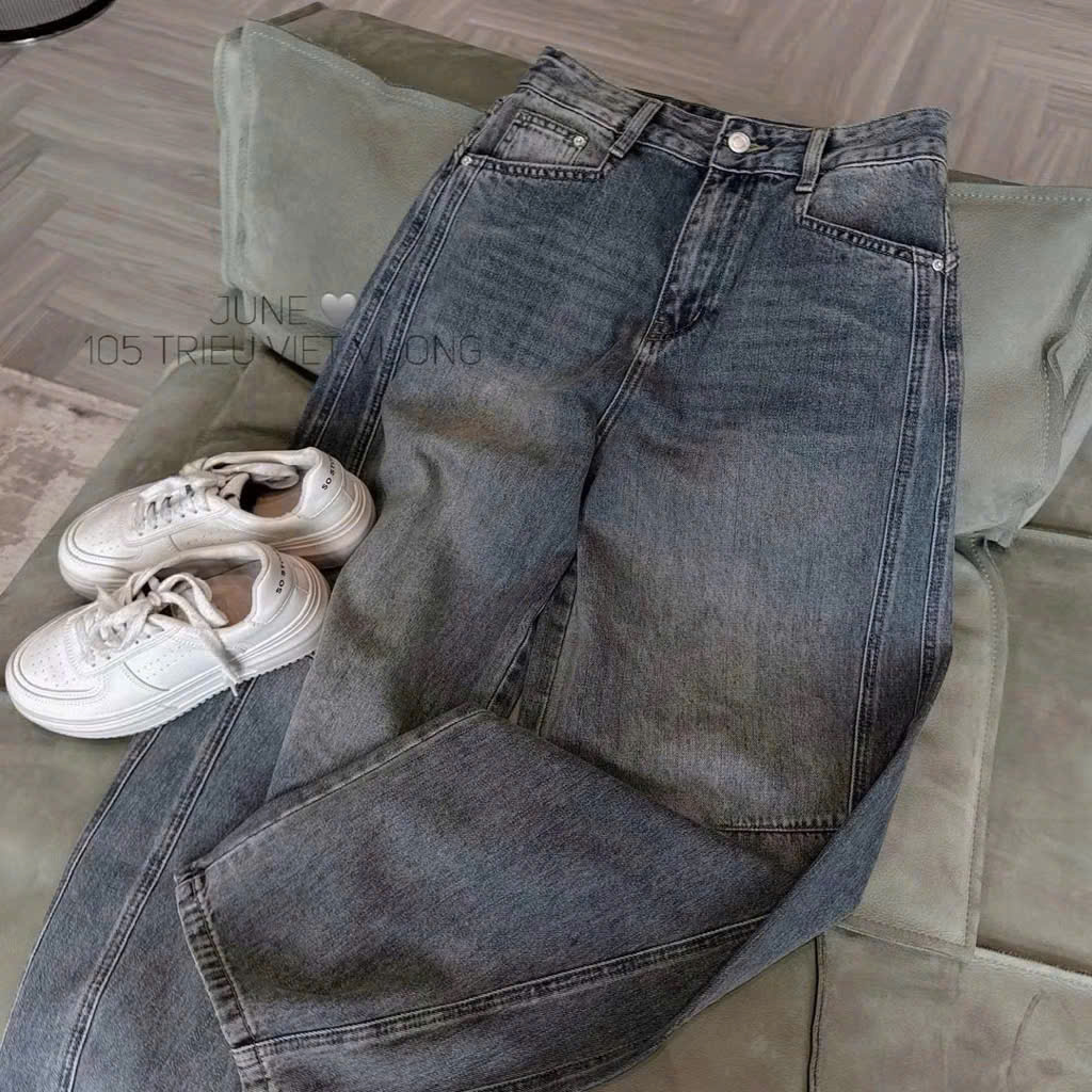 Xả S 40-47kg: Quần jean suông thêu túi sau nữ QJ60