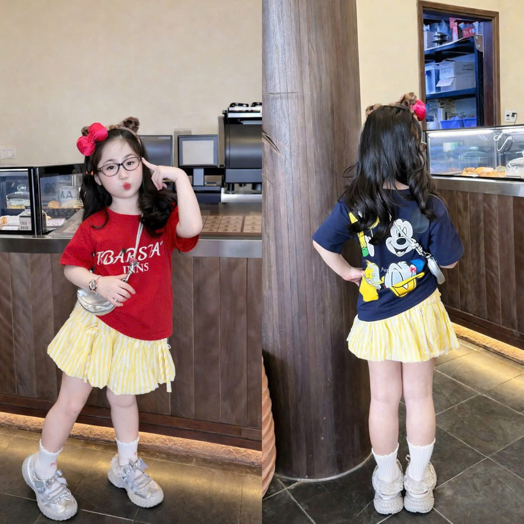 SET CHÂN VÁY ĐŨI BÍ PHỐI ÁO COTTON SIÊU XINH