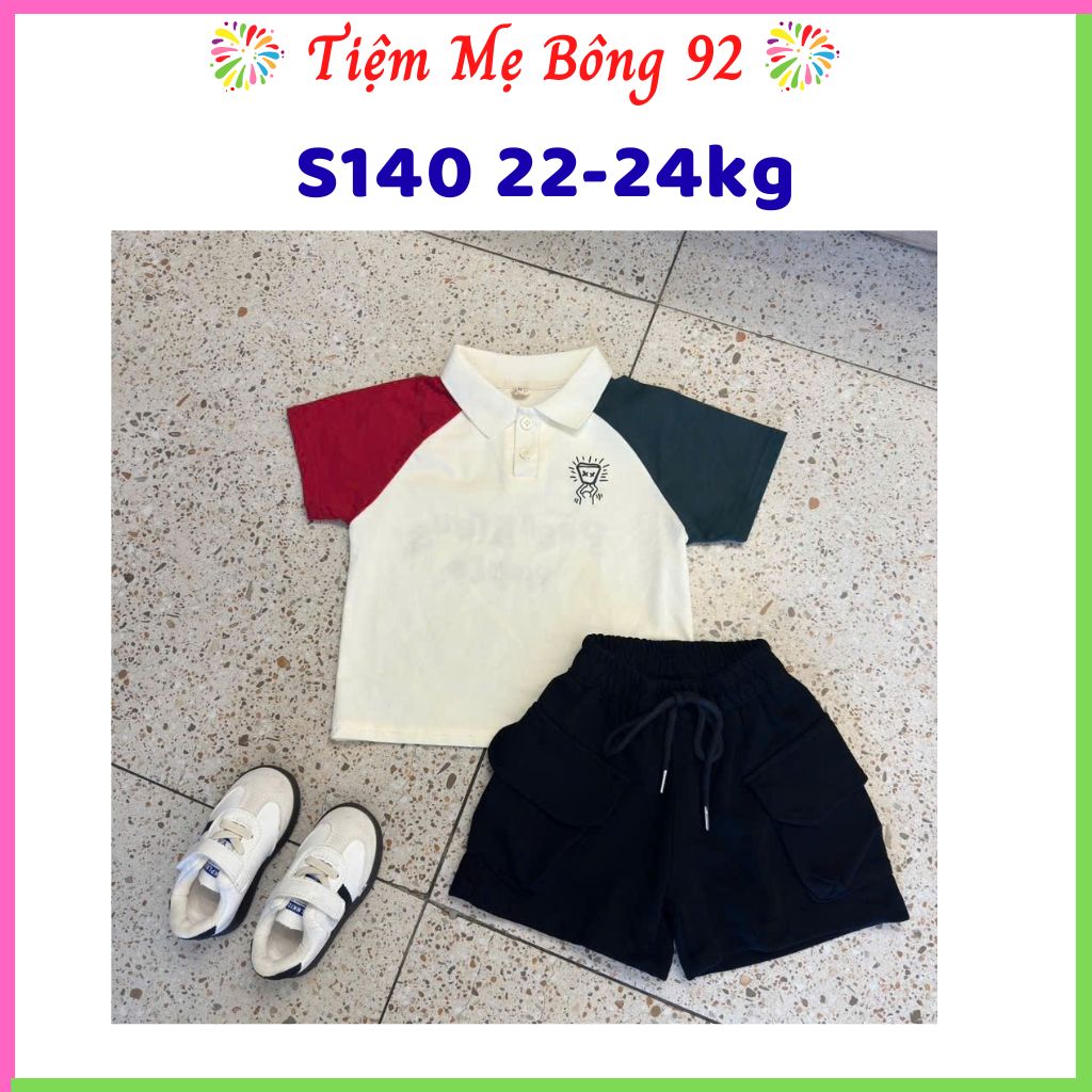 Xả VNXK: Sét áo polo tay phối màu S140 22-24kg HT1 #69k