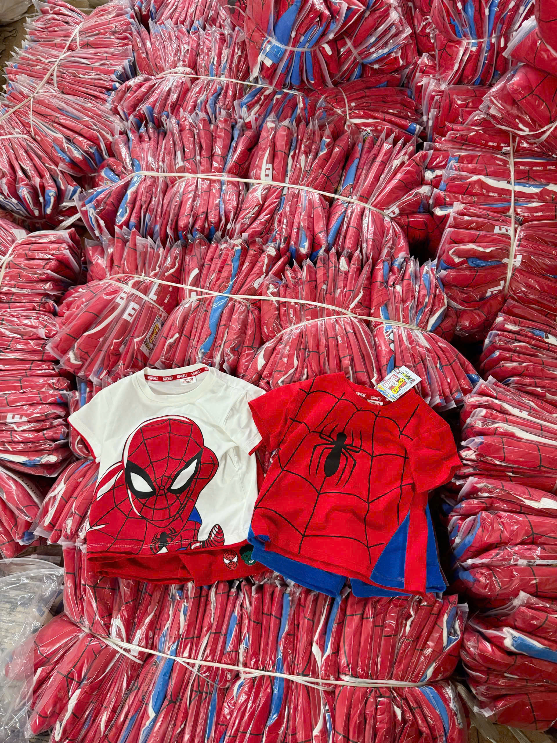 ASK Sét 2 bộ cotton Siêu nhân Spiderman tone xanh,đỏ bé trai VNXK