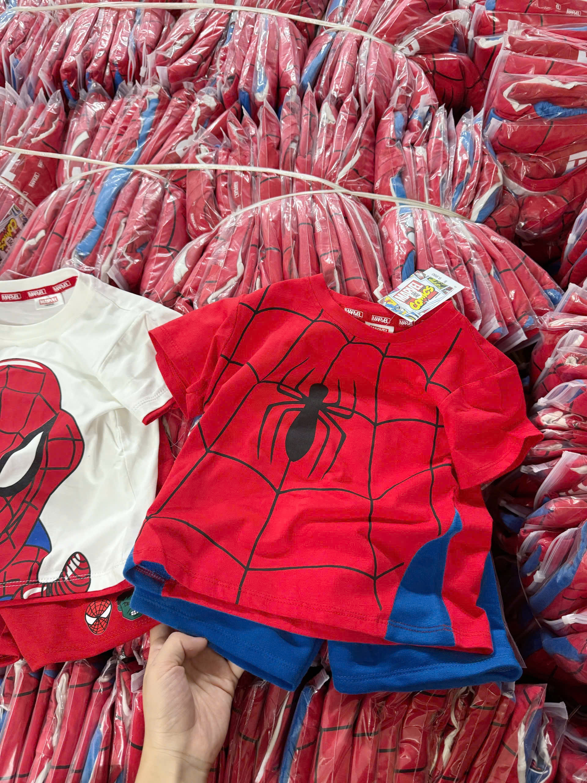 ASK Sét 2 bộ cotton Siêu nhân Spiderman tone xanh,đỏ bé trai VNXK