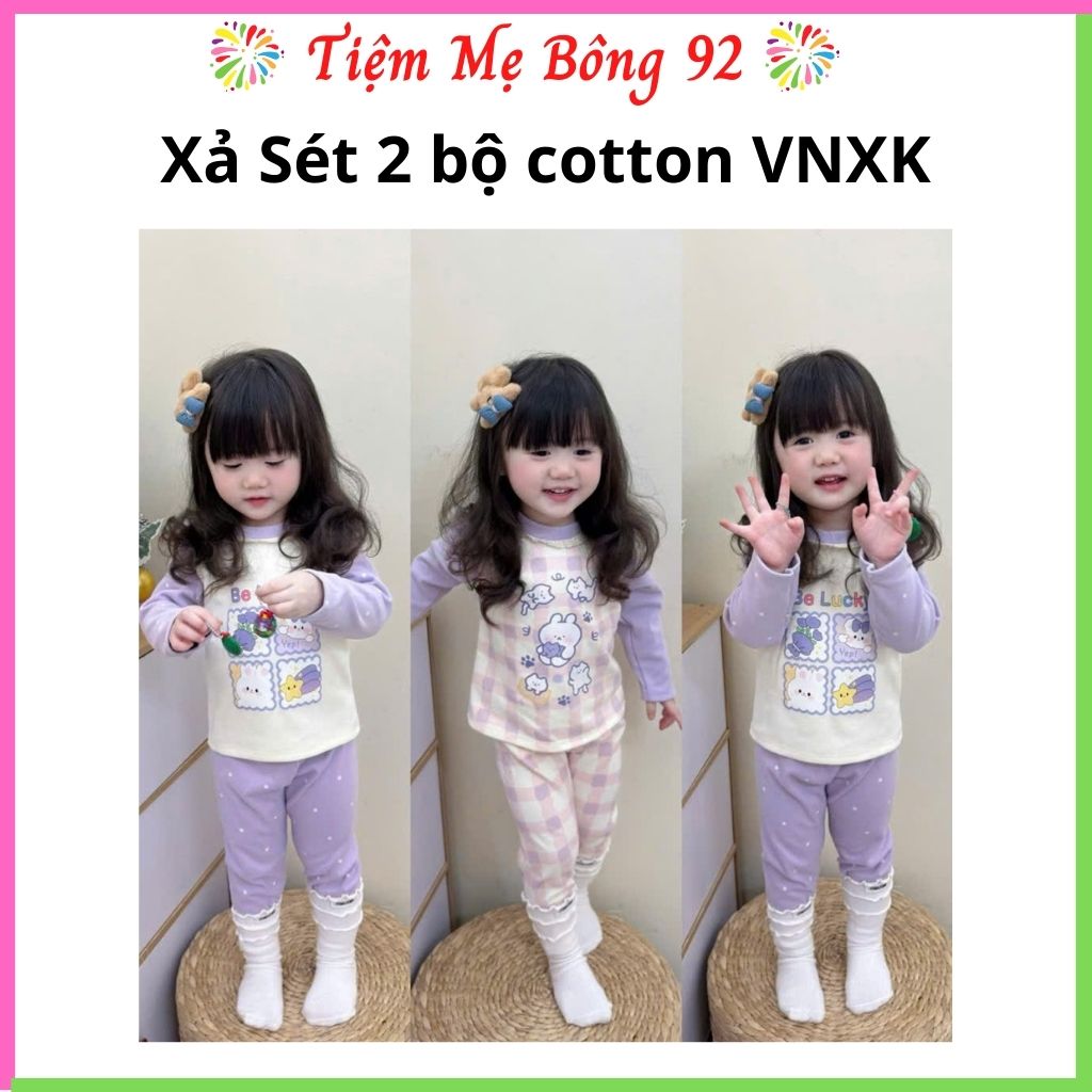 Sét 2 bộ cotton tím kem VNXK bé gái