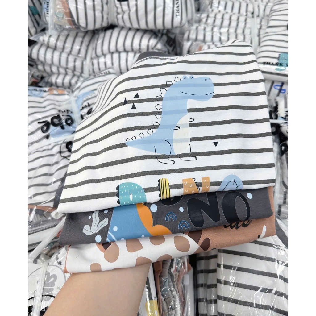 Sét 3 bộ cotton Dino khủng long bé trai VNXK BB bebé mùa hè chất mát