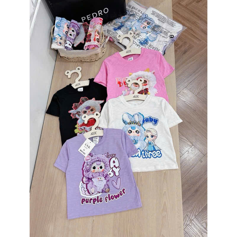 ASK Sét 4 áo Baby Three cotton xược mùa hè bé gái VNXK