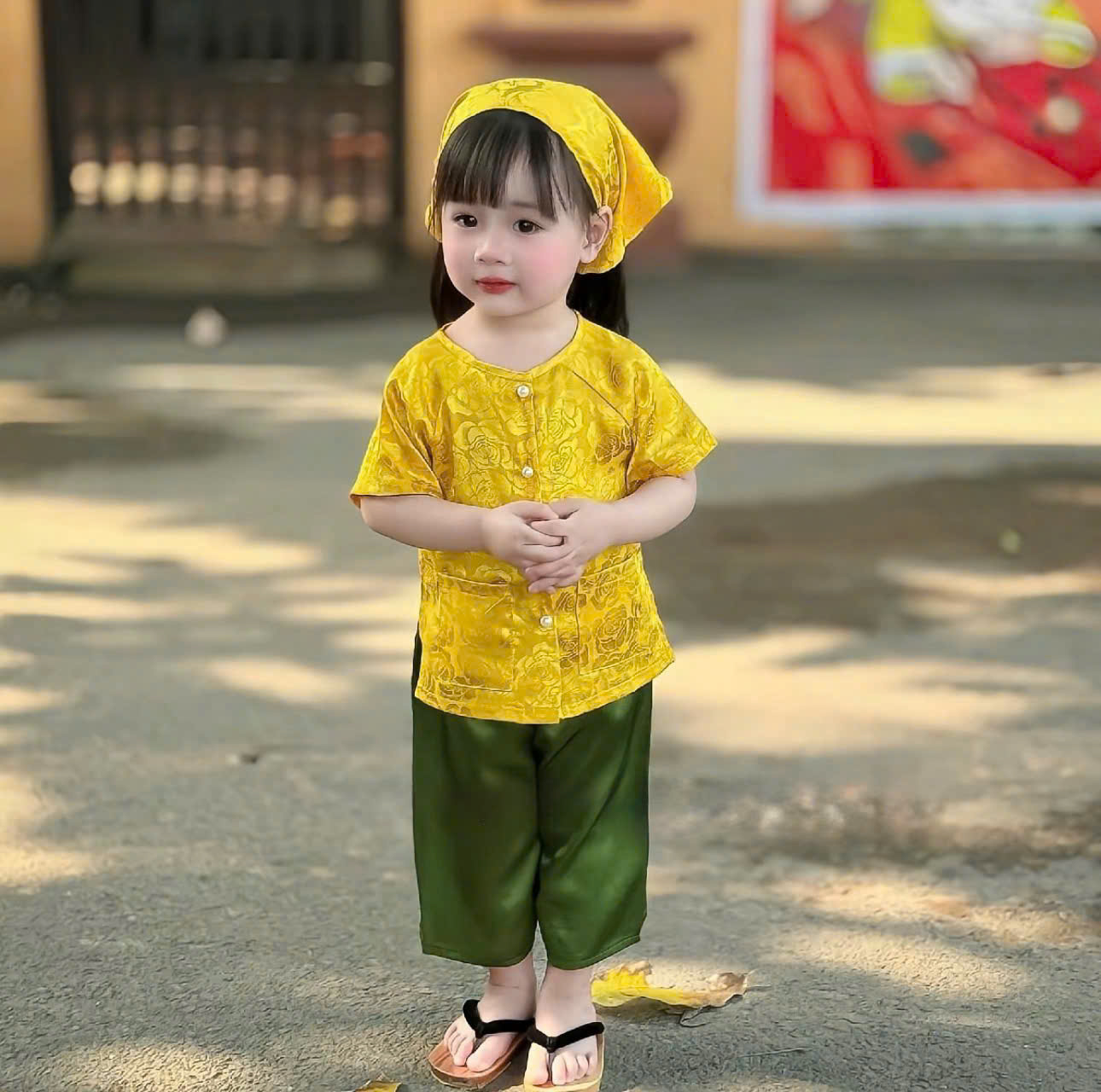 Set Áo bà ba + quần đồng bộ + khăn đội đầu
